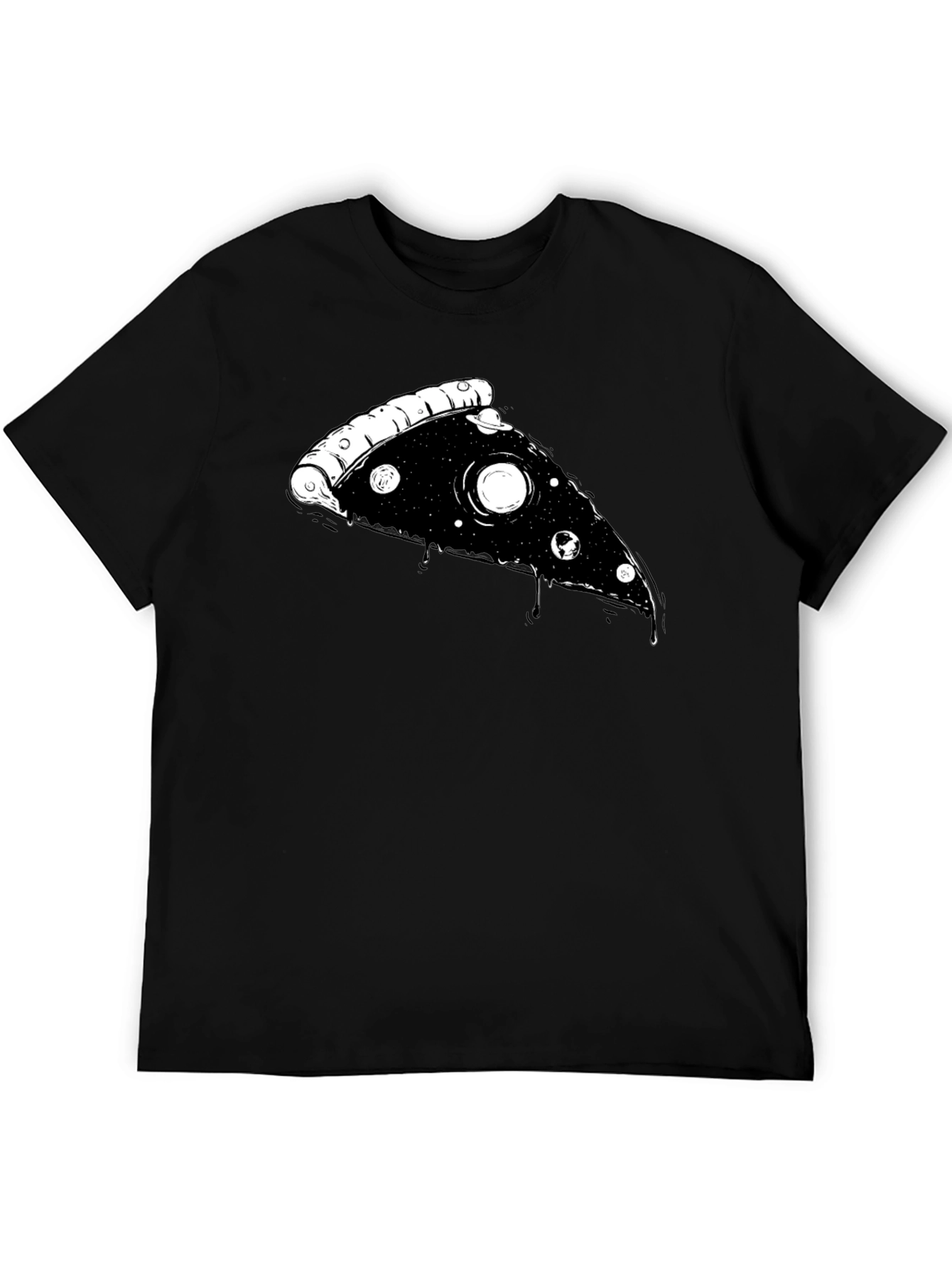 Cosmic Pizza Slice Graphic Tee - Black T-Shirt