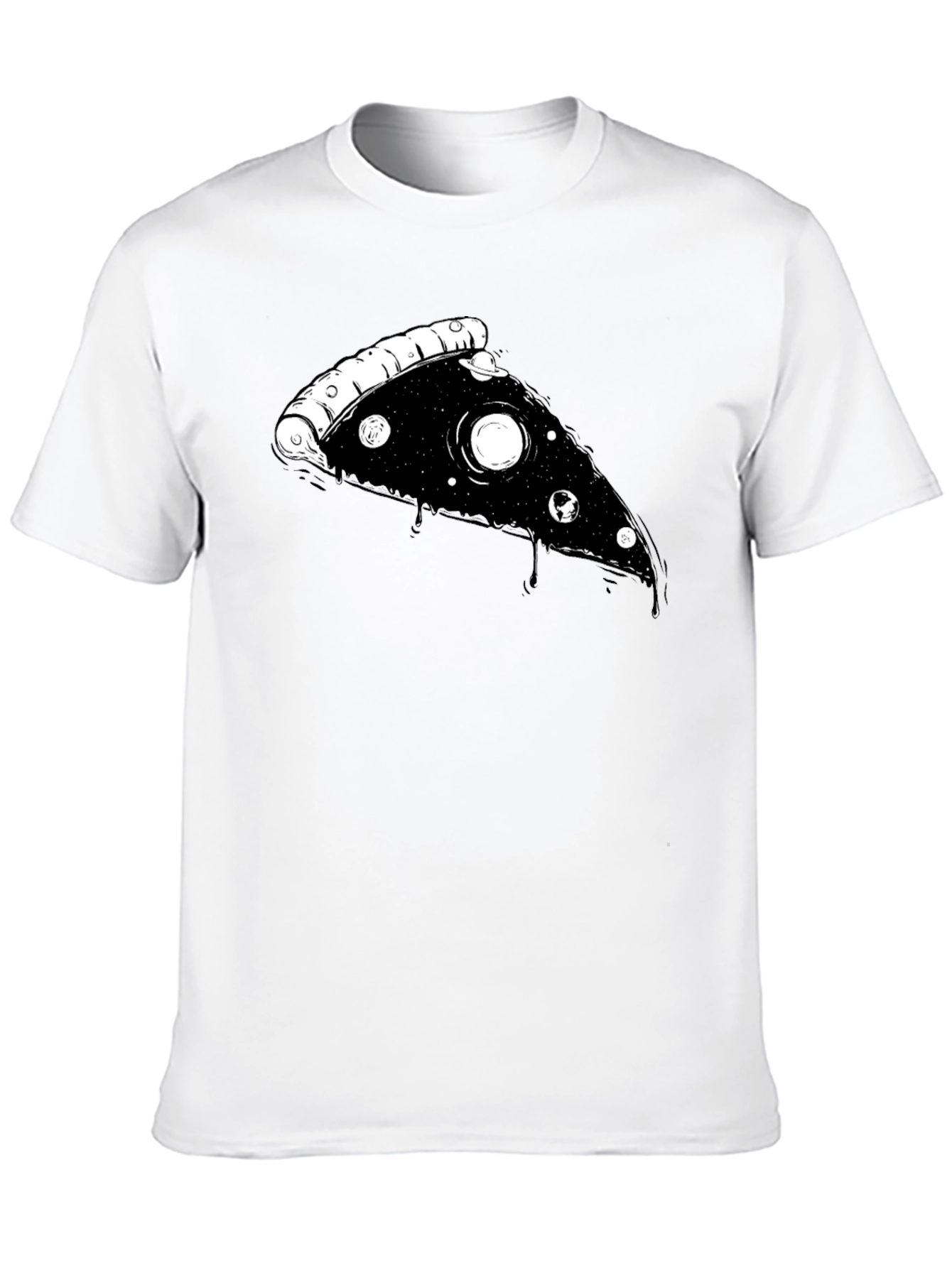 Cosmic Pizza Slice Graphic Tee - Black T-Shirt