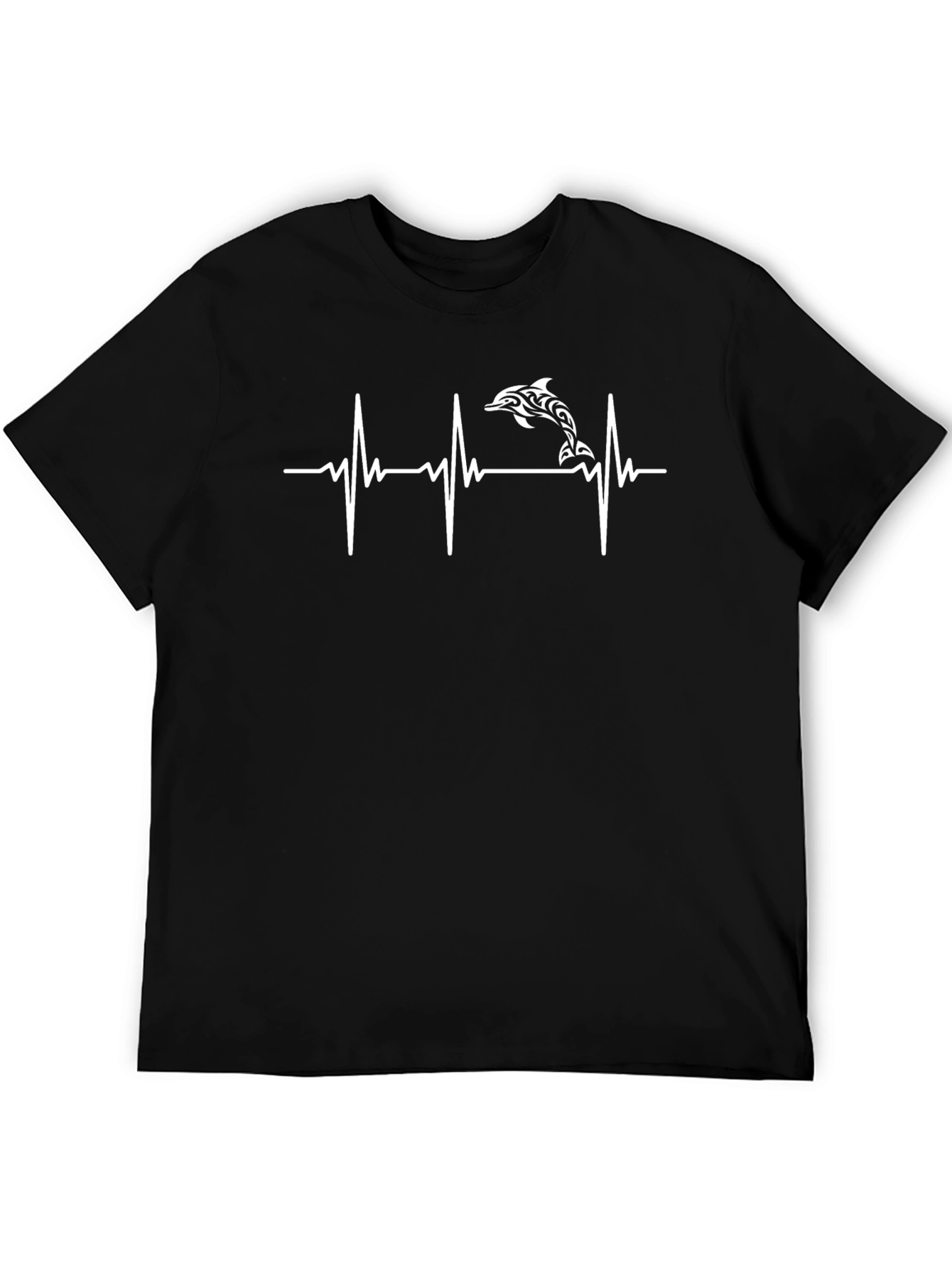 Dolphin Heartbeat Graphic Tee - Black