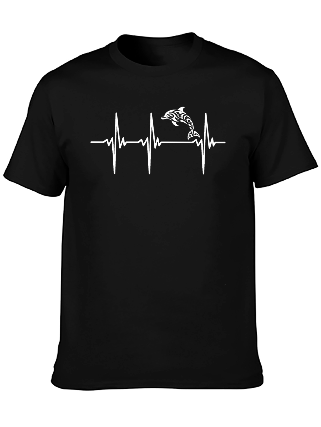 Dolphin Heartbeat Graphic Tee - Black