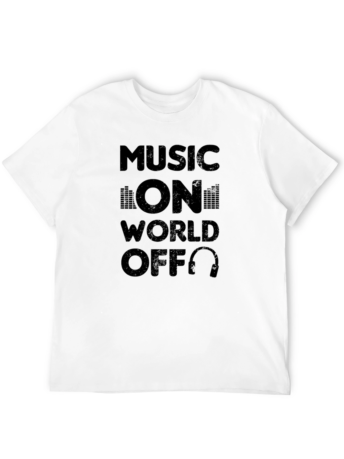 Music On World Off Black Graphic Tee