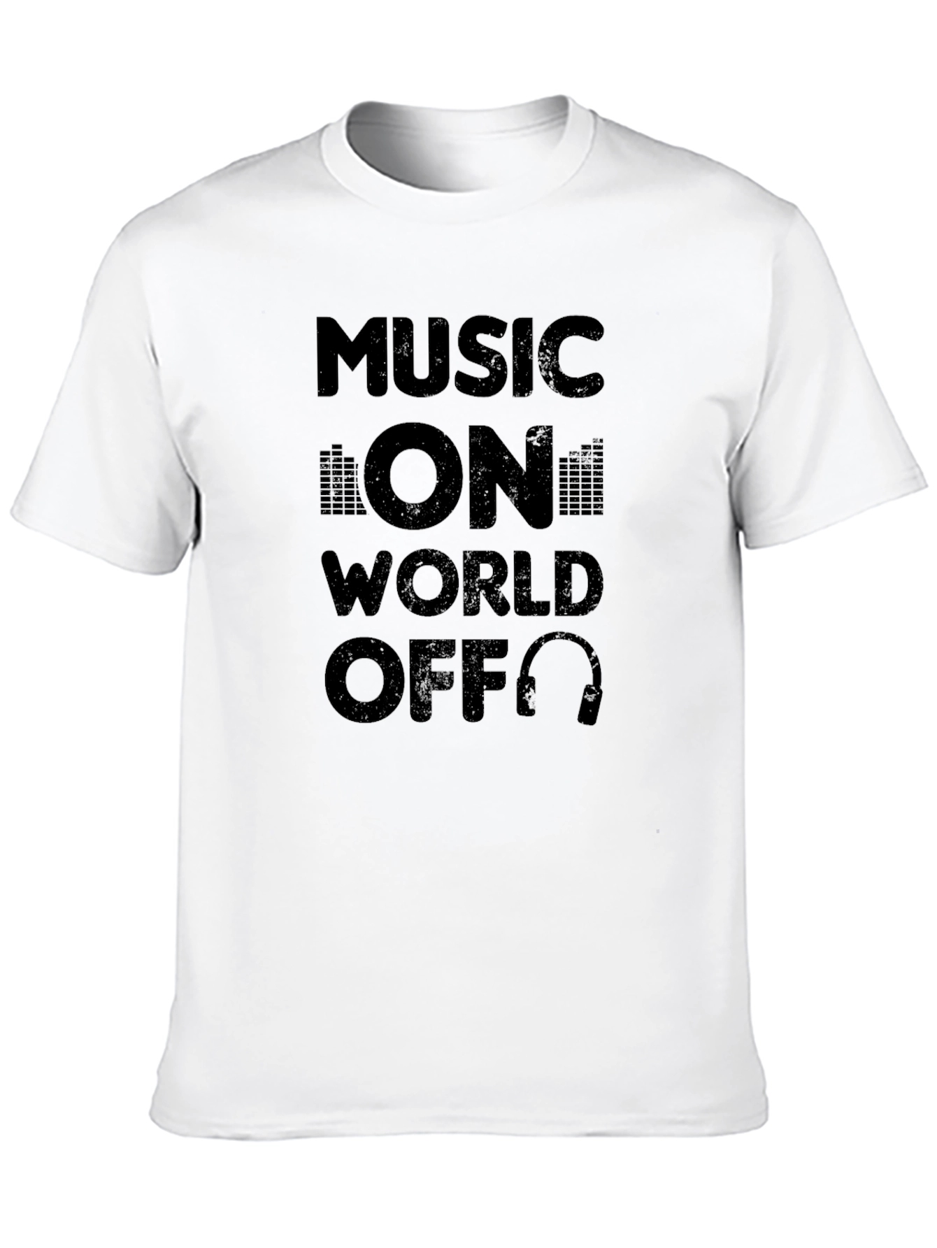 Music On World Off Black Graphic Tee