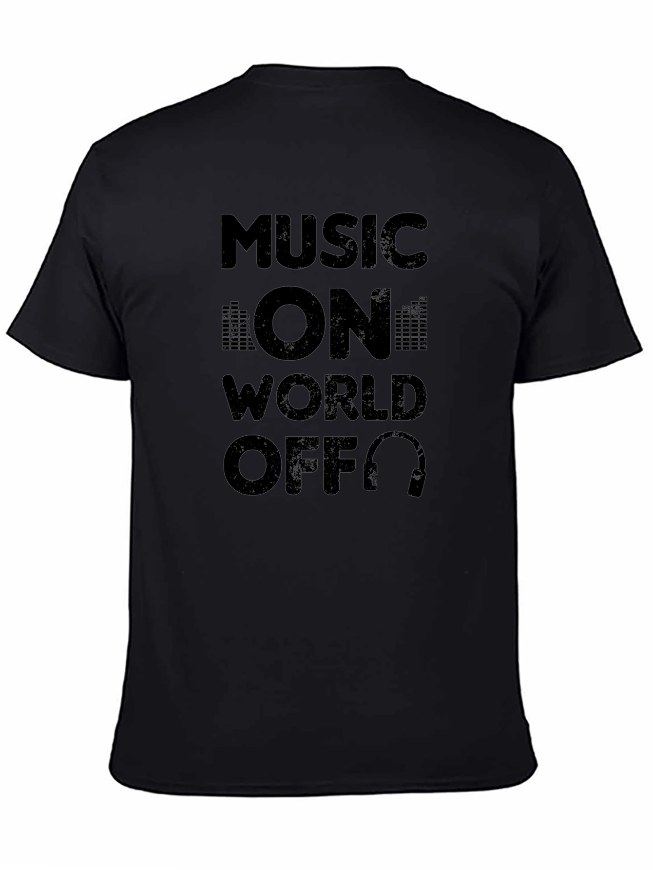 Music On World Off Black Graphic Tee