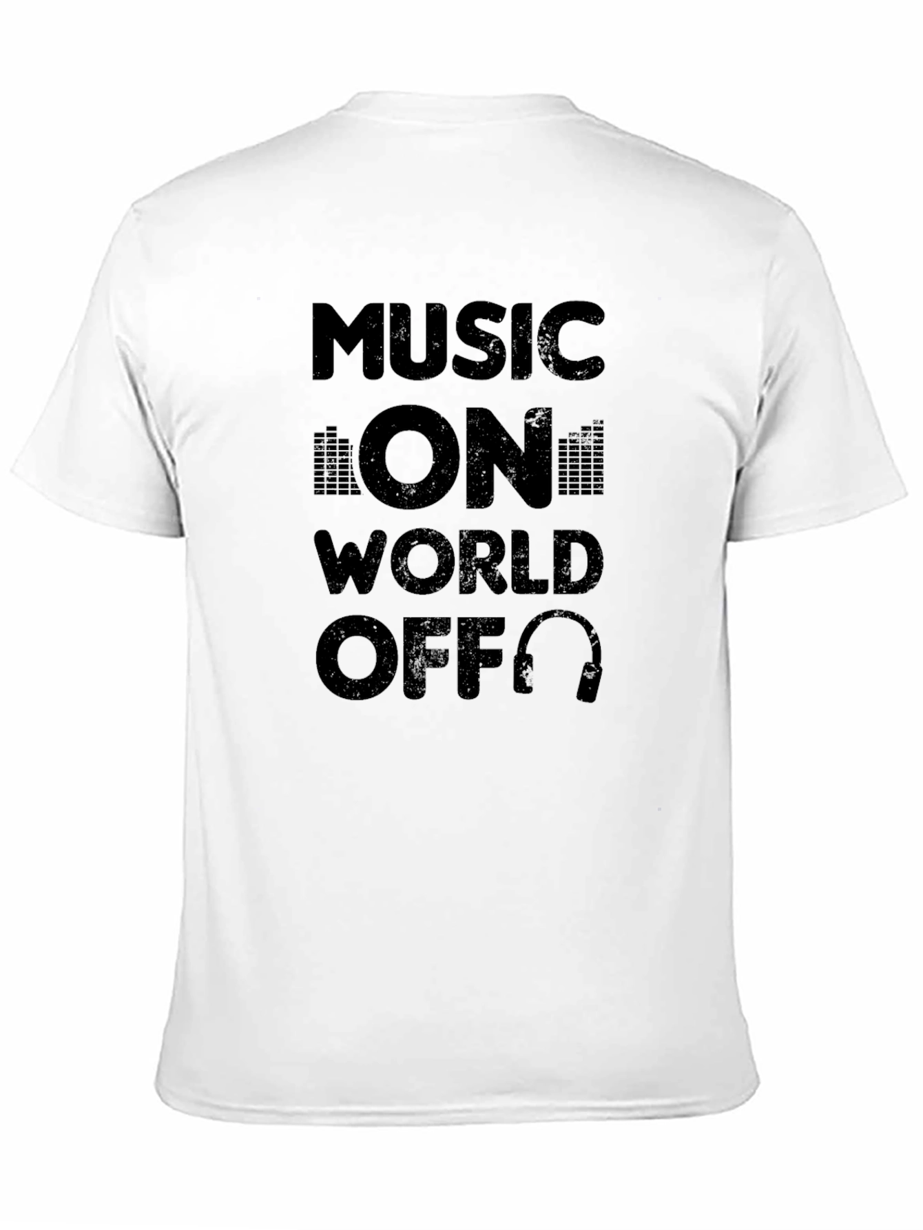 Music On World Off Black Graphic Tee