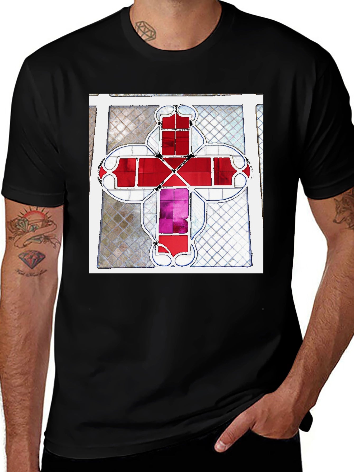 Stained Glass Cross Graphic Tee