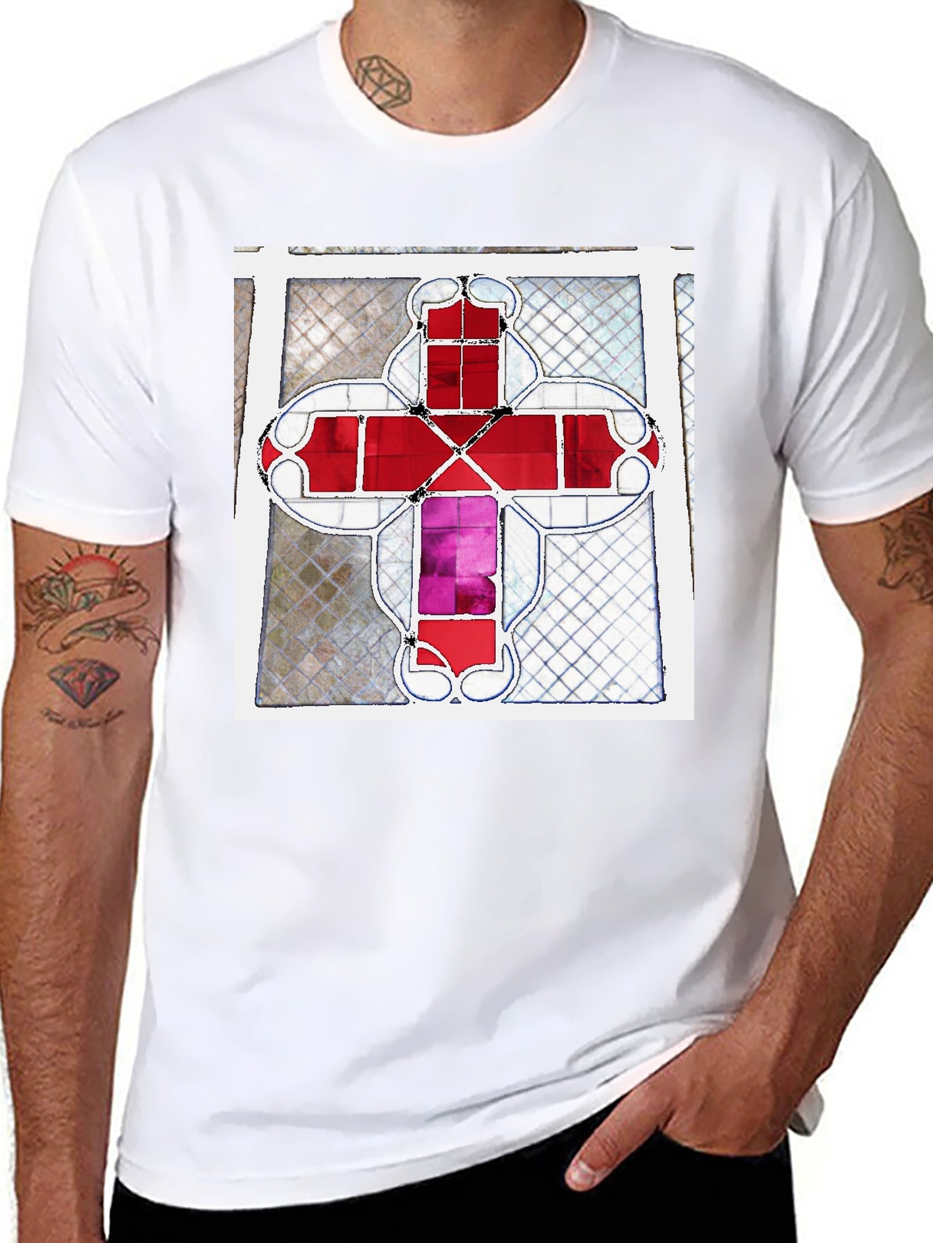 Stained Glass Cross Graphic Tee