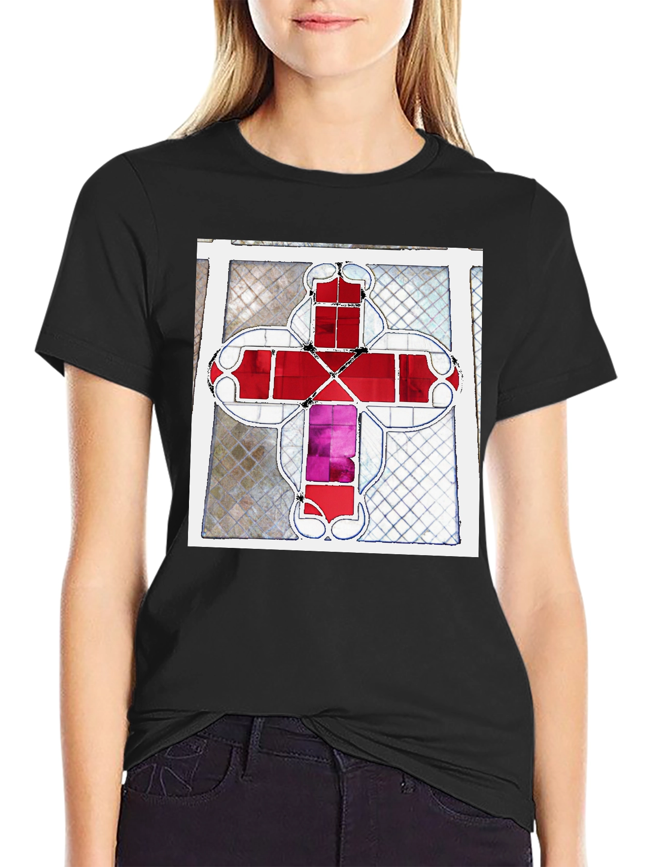 Stained Glass Cross Graphic Tee