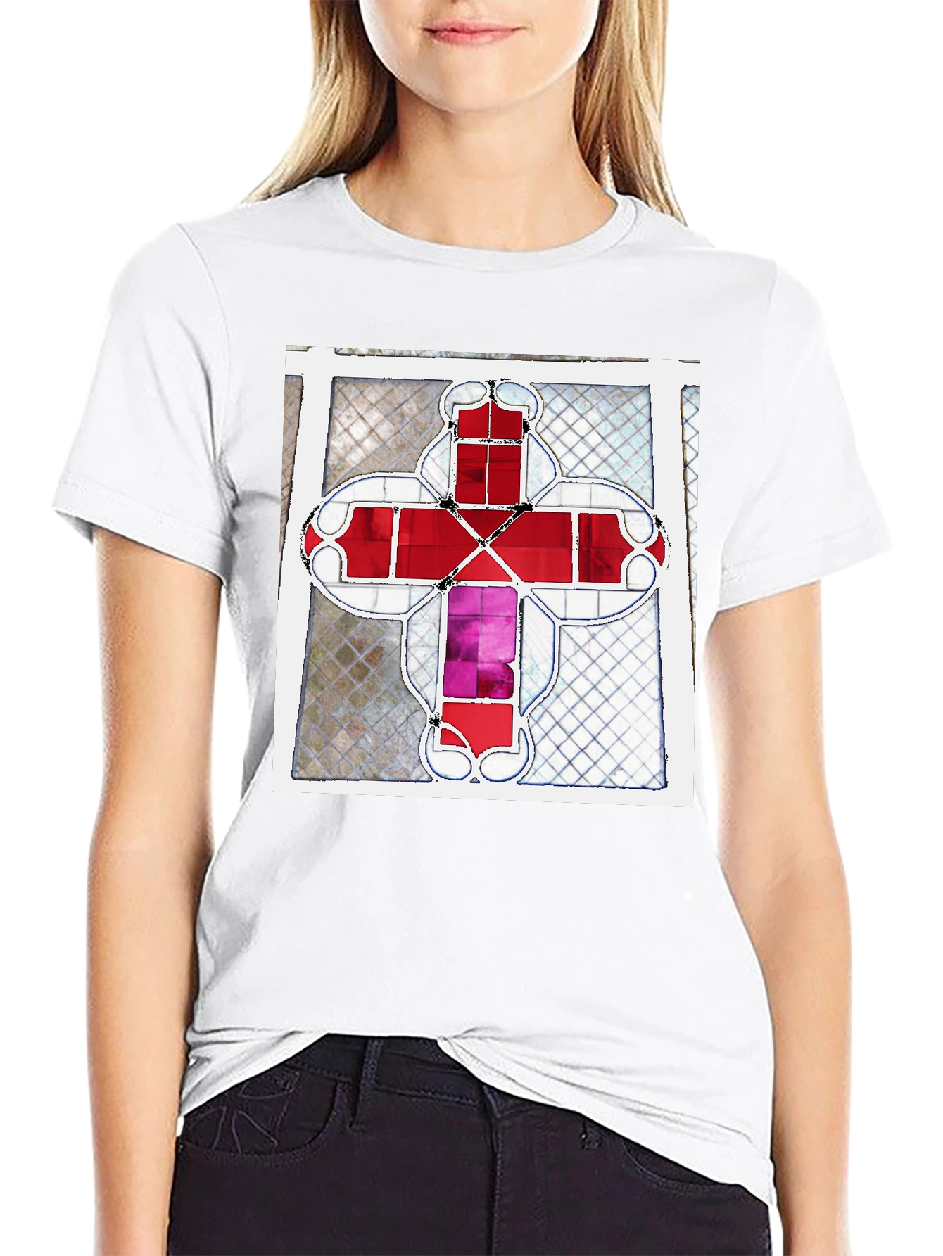 Stained Glass Cross Graphic Tee