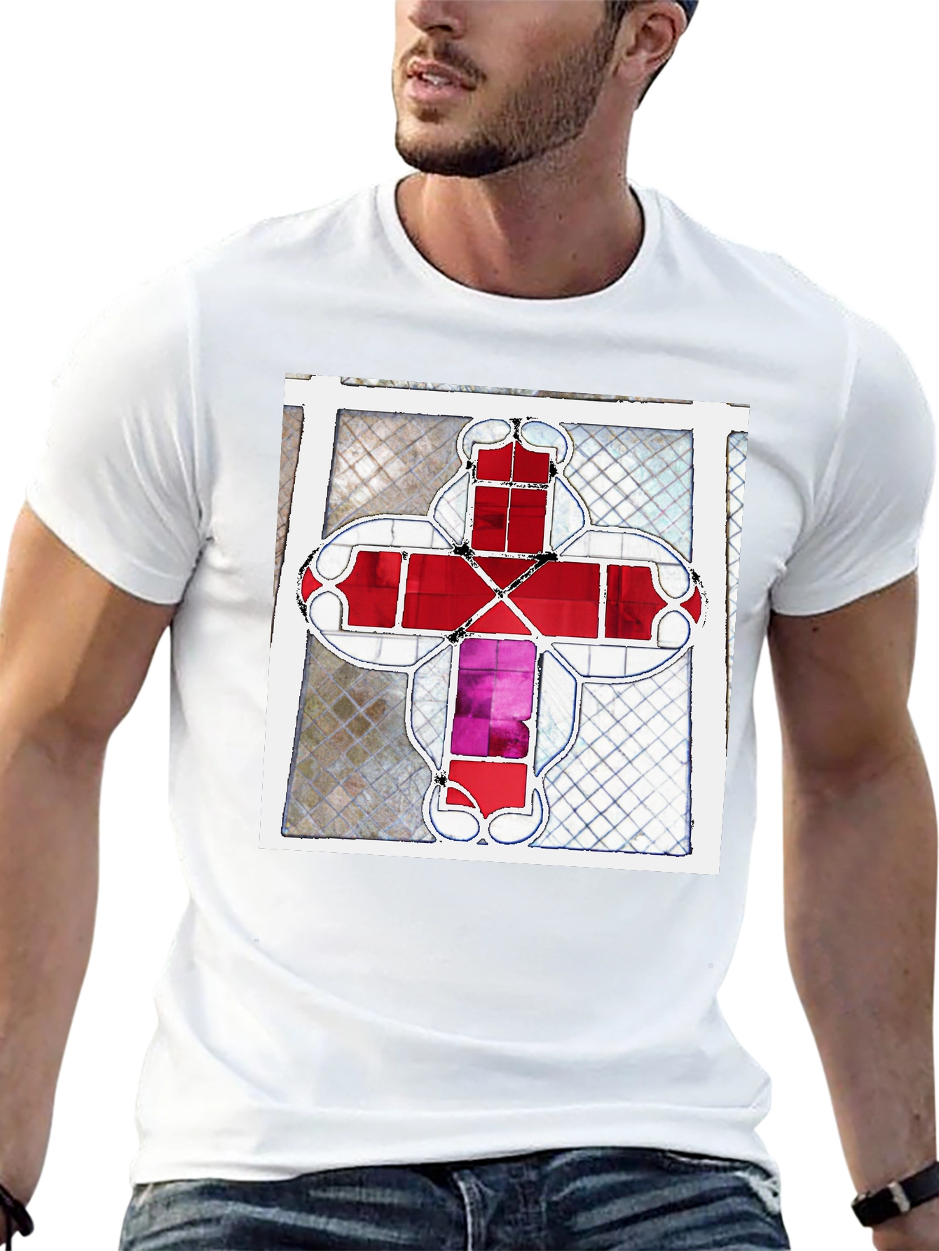 Stained Glass Cross Graphic Tee