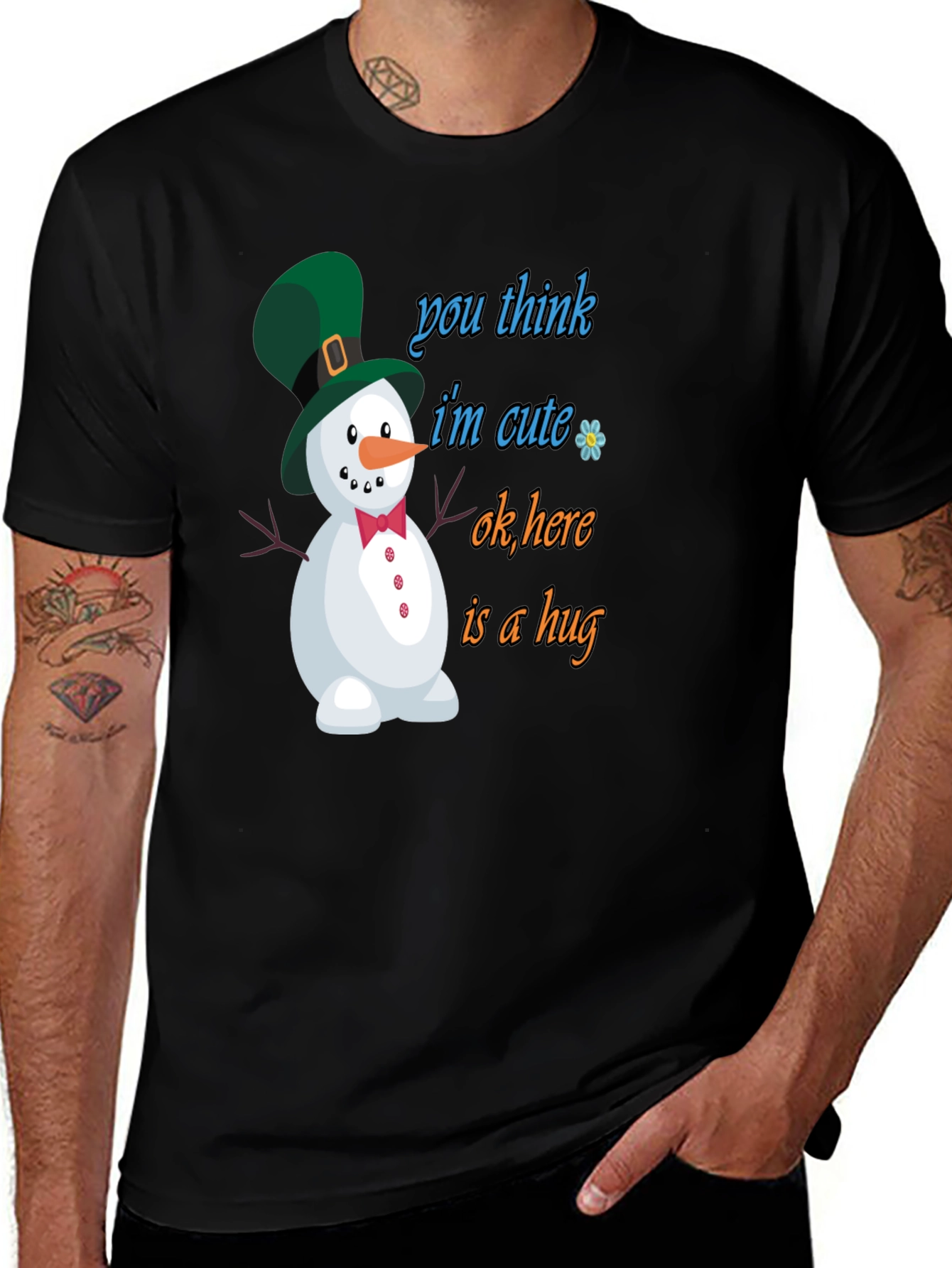 Cute Snowman Graphic Tee - Hug