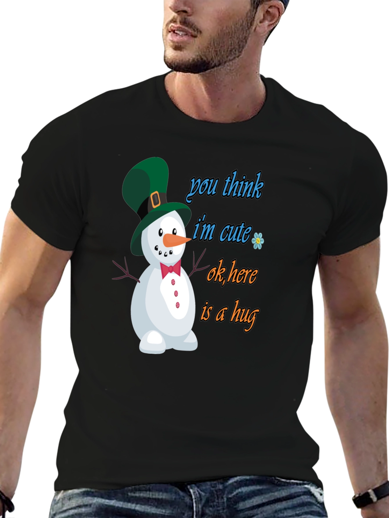 Cute Snowman Graphic Tee - Hug