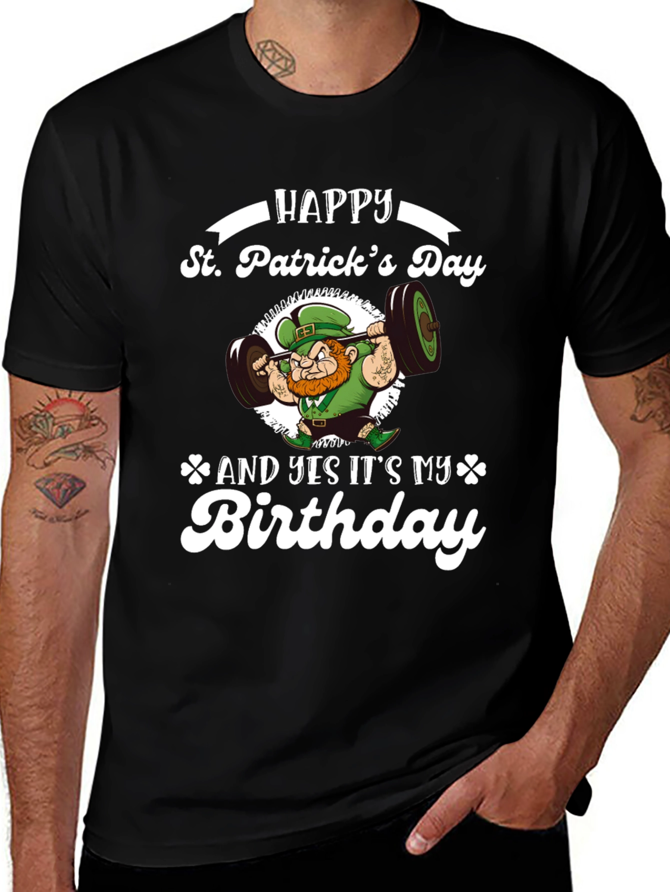 St. Patricks Day Birthday Leprechaun Weightlifting T-Shirt