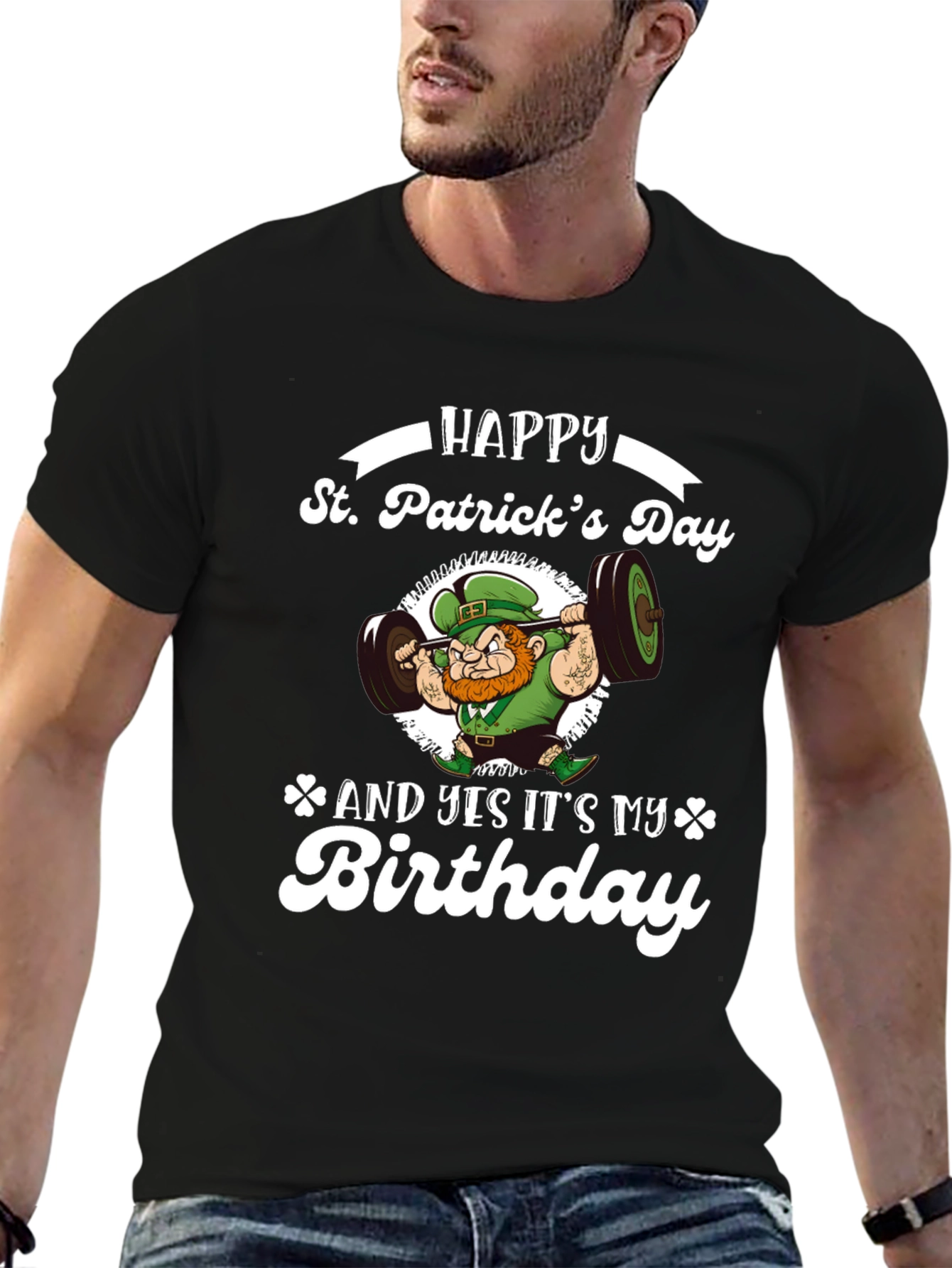 St. Patricks Day Birthday Leprechaun Weightlifting T-Shirt