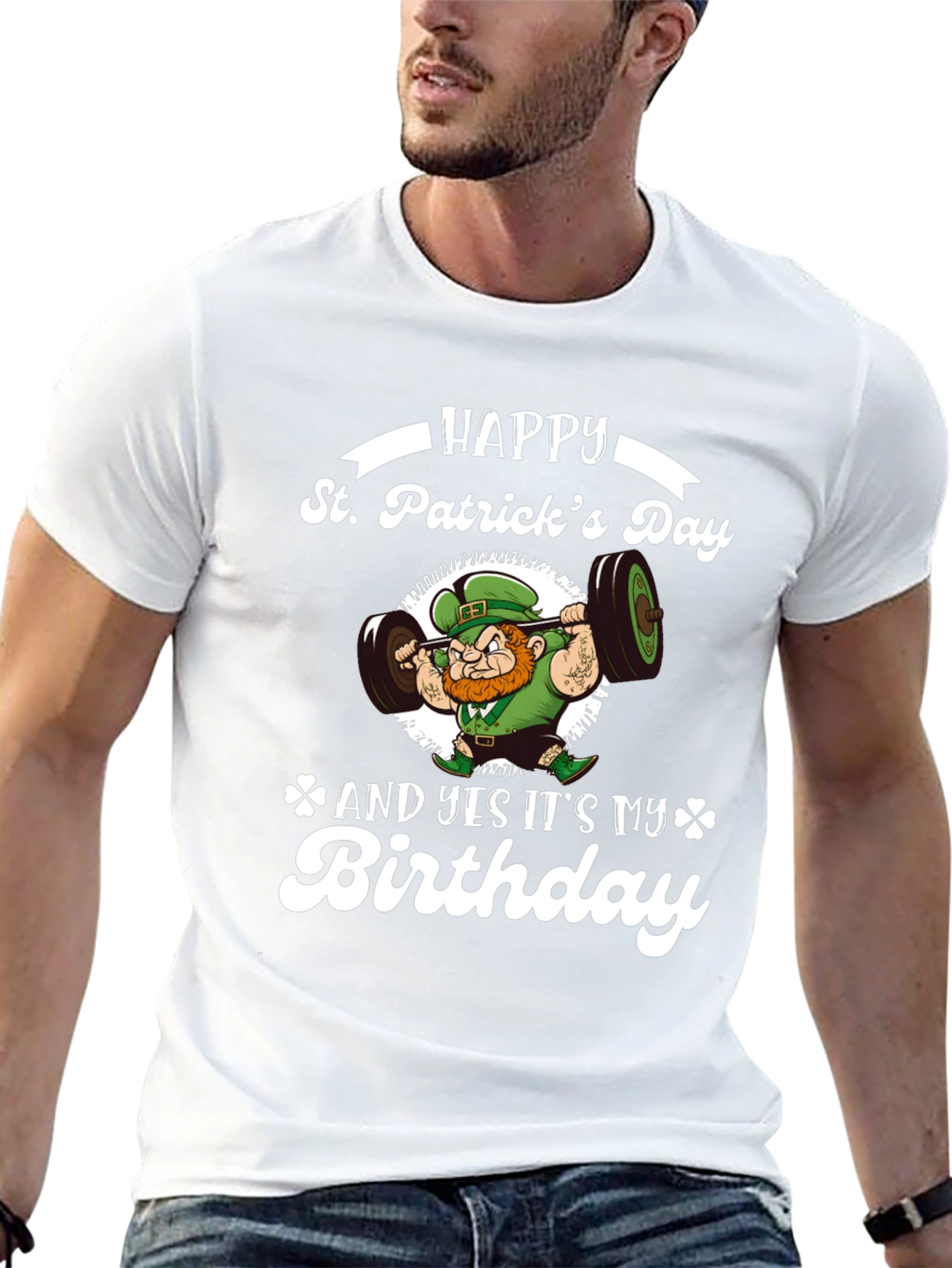 St. Patricks Day Birthday Leprechaun Weightlifting T-Shirt