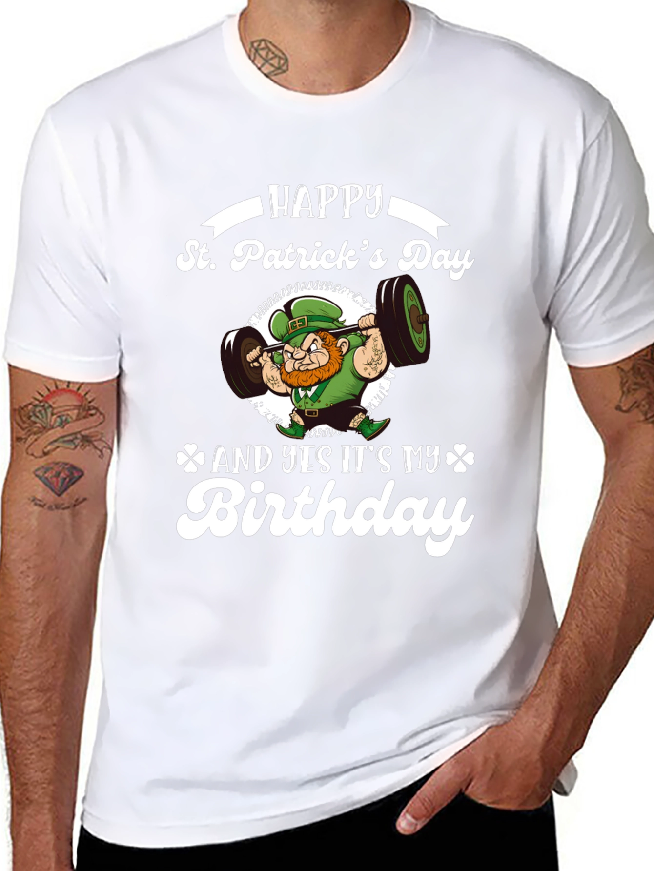 St. Patricks Day Birthday Leprechaun Weightlifting T-Shirt
