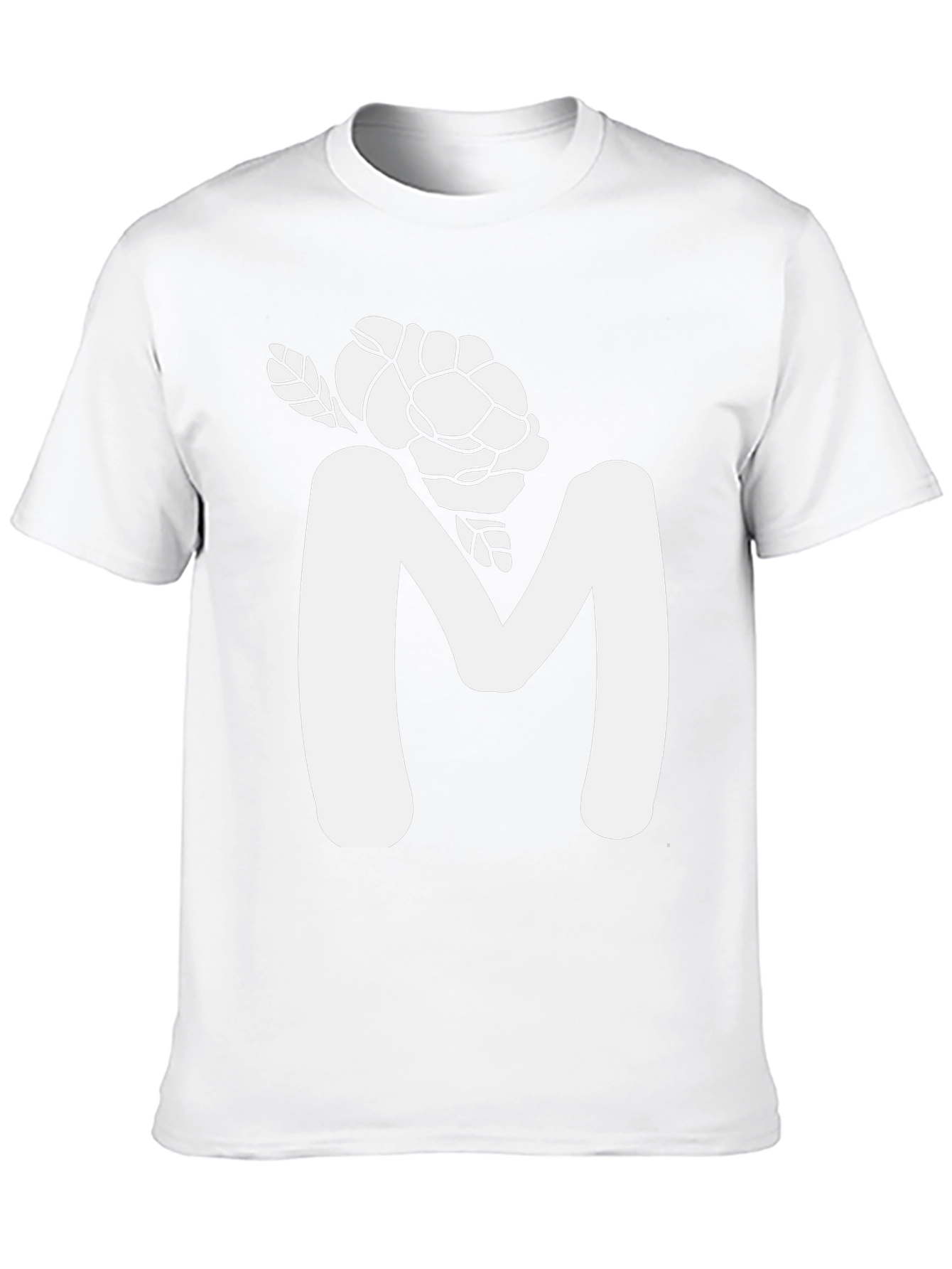 Floral M Initial T-Shirt - Black Cotton Tee