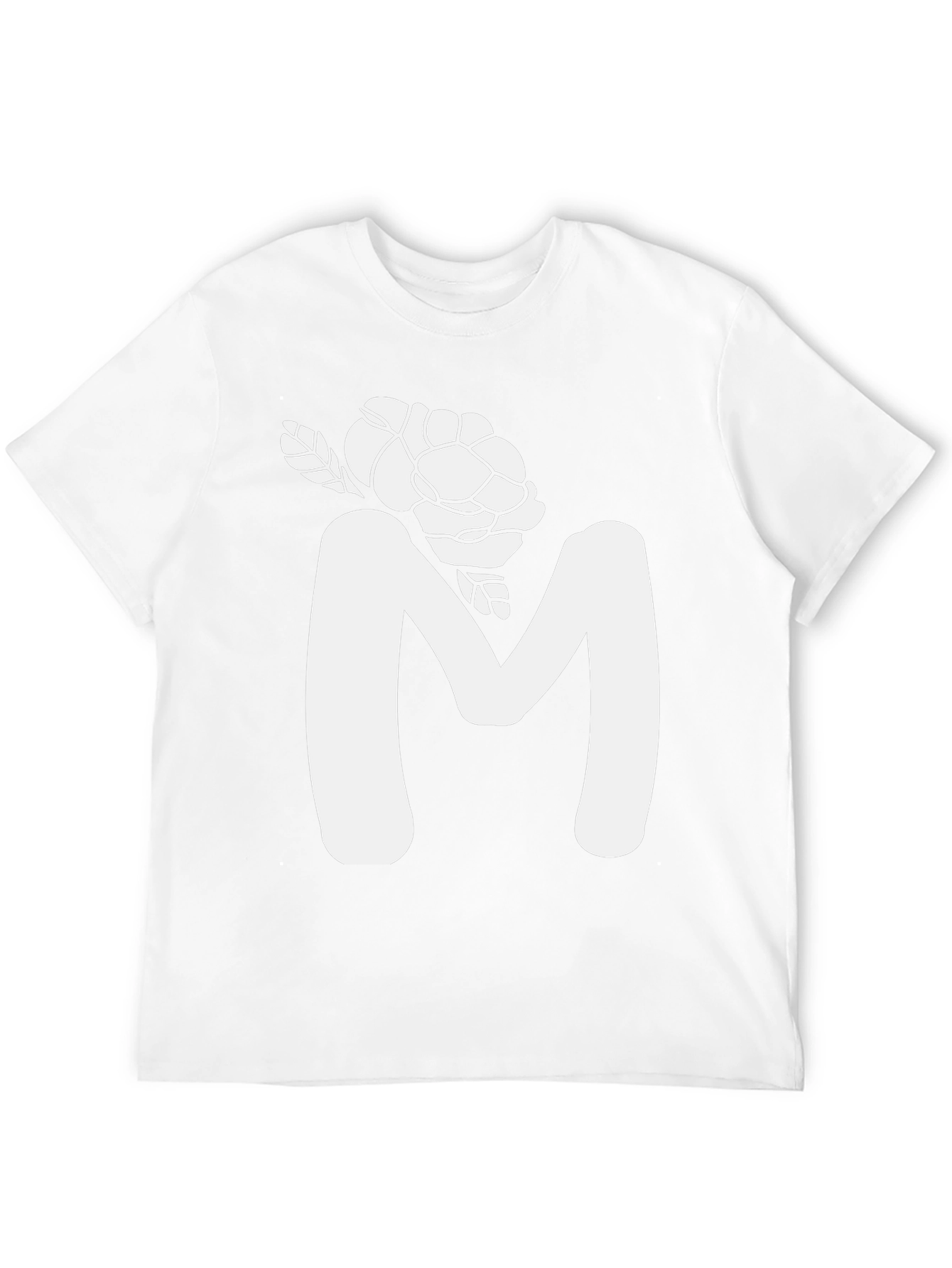Floral M Initial T-Shirt - Black Cotton Tee