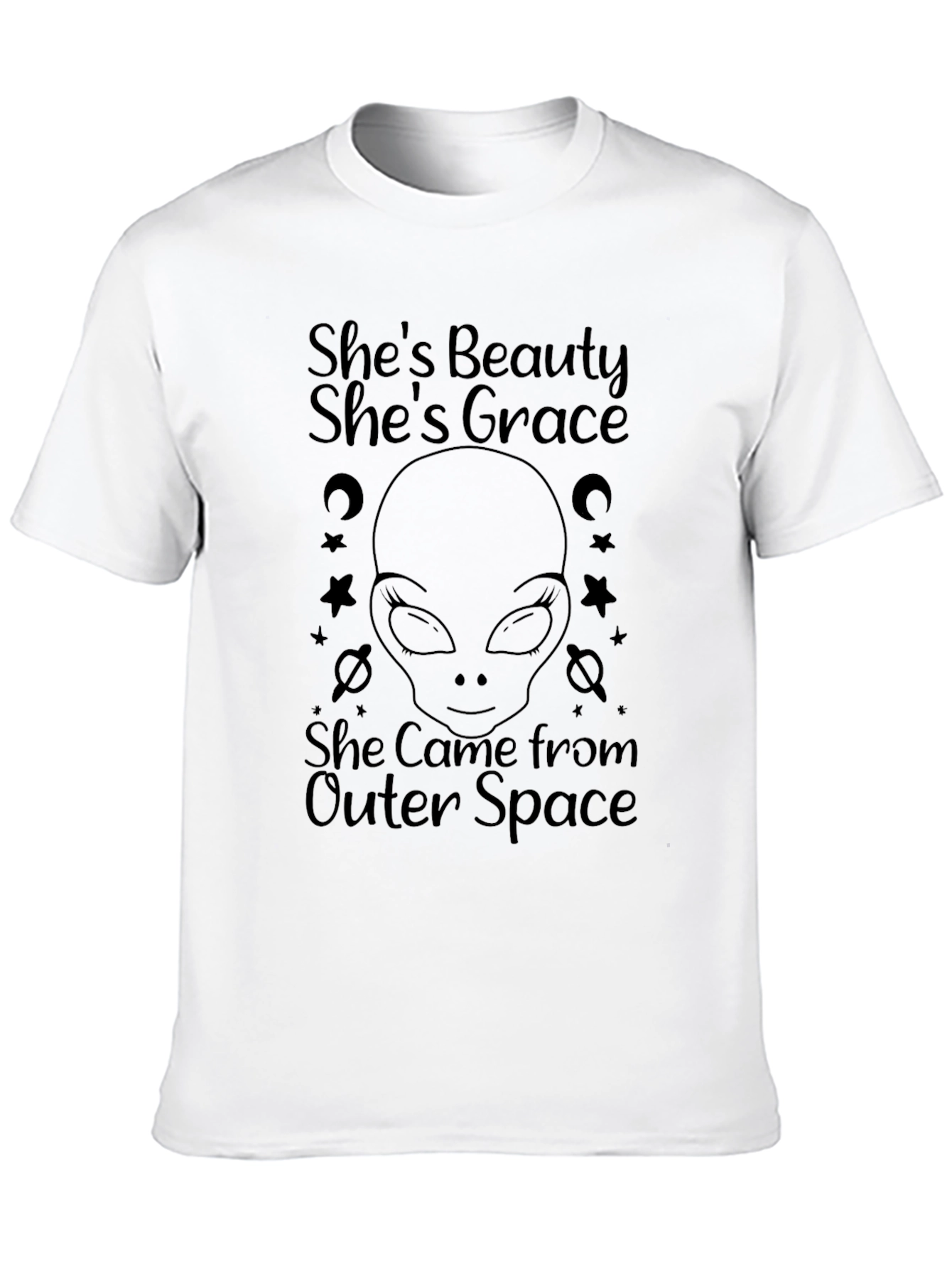 Shes Beauty Shes Grace Outer Space Alien Graphic T-Shirt