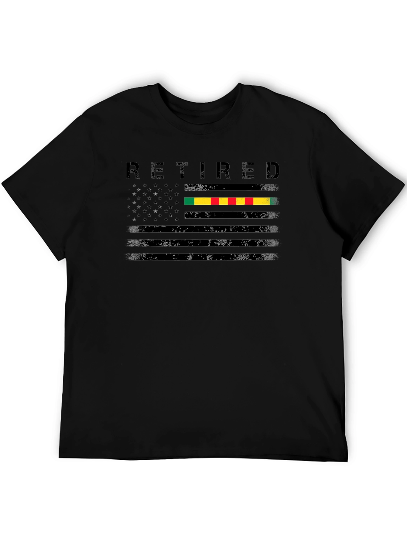 Retired US Flag Vietnam War Ribbon Graphic T-Shirt