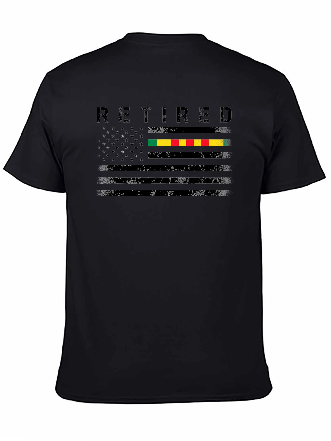 Retired US Flag Vietnam War Ribbon Graphic T-Shirt