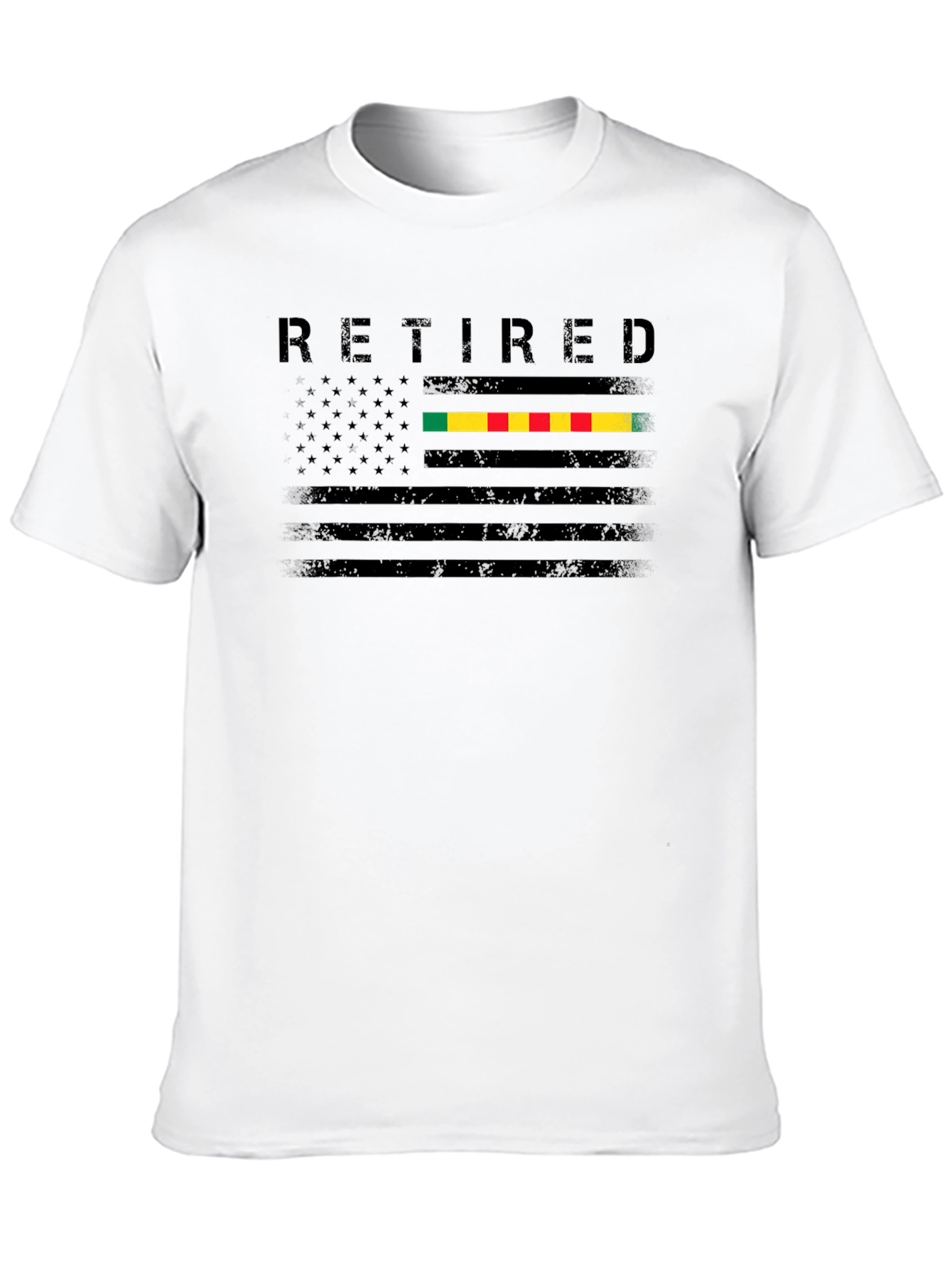 Retired US Flag Vietnam War Ribbon Graphic T-Shirt