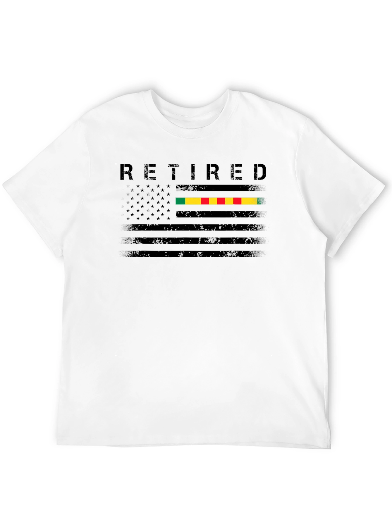 Retired US Flag Vietnam War Ribbon Graphic T-Shirt
