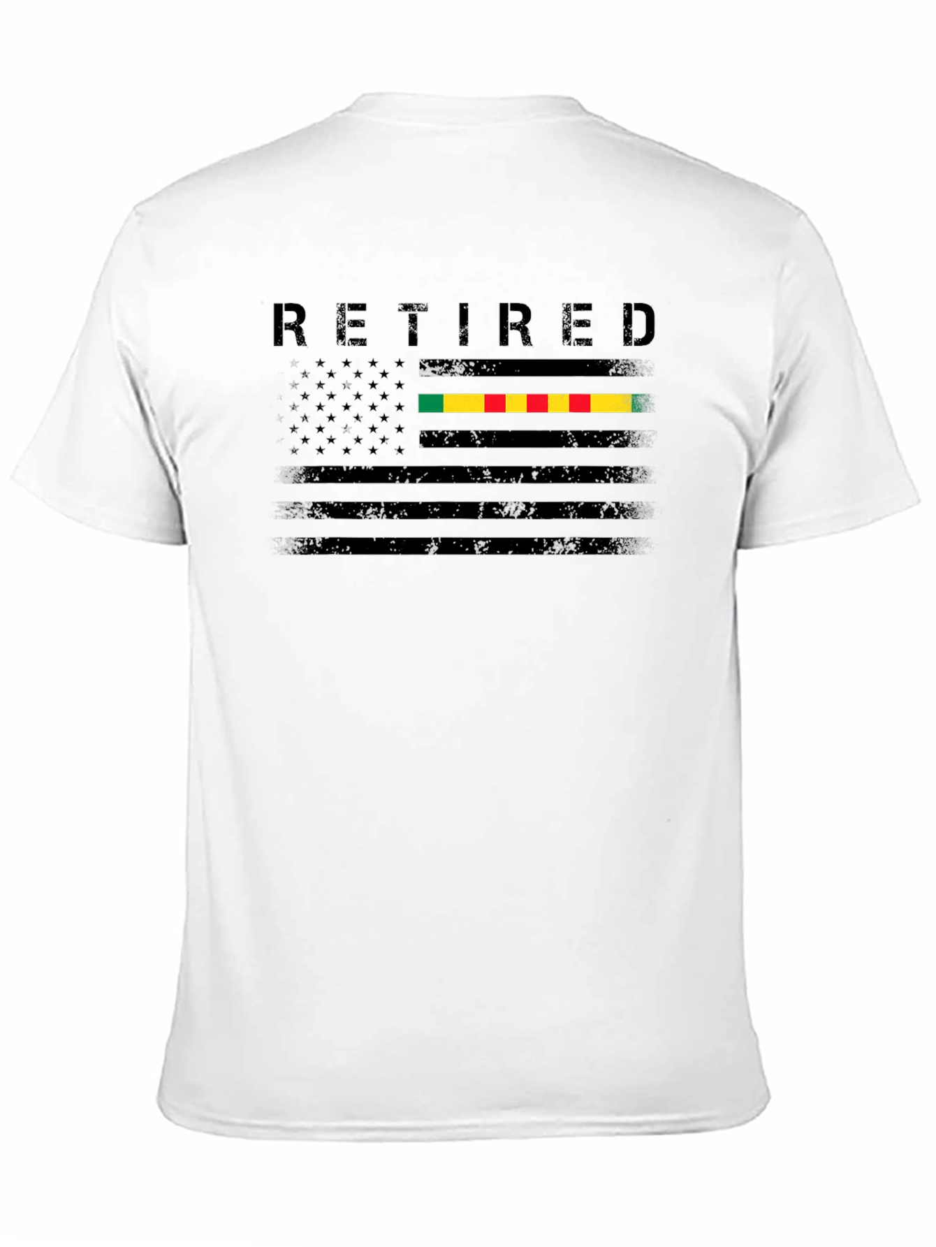 Retired US Flag Vietnam War Ribbon Graphic T-Shirt