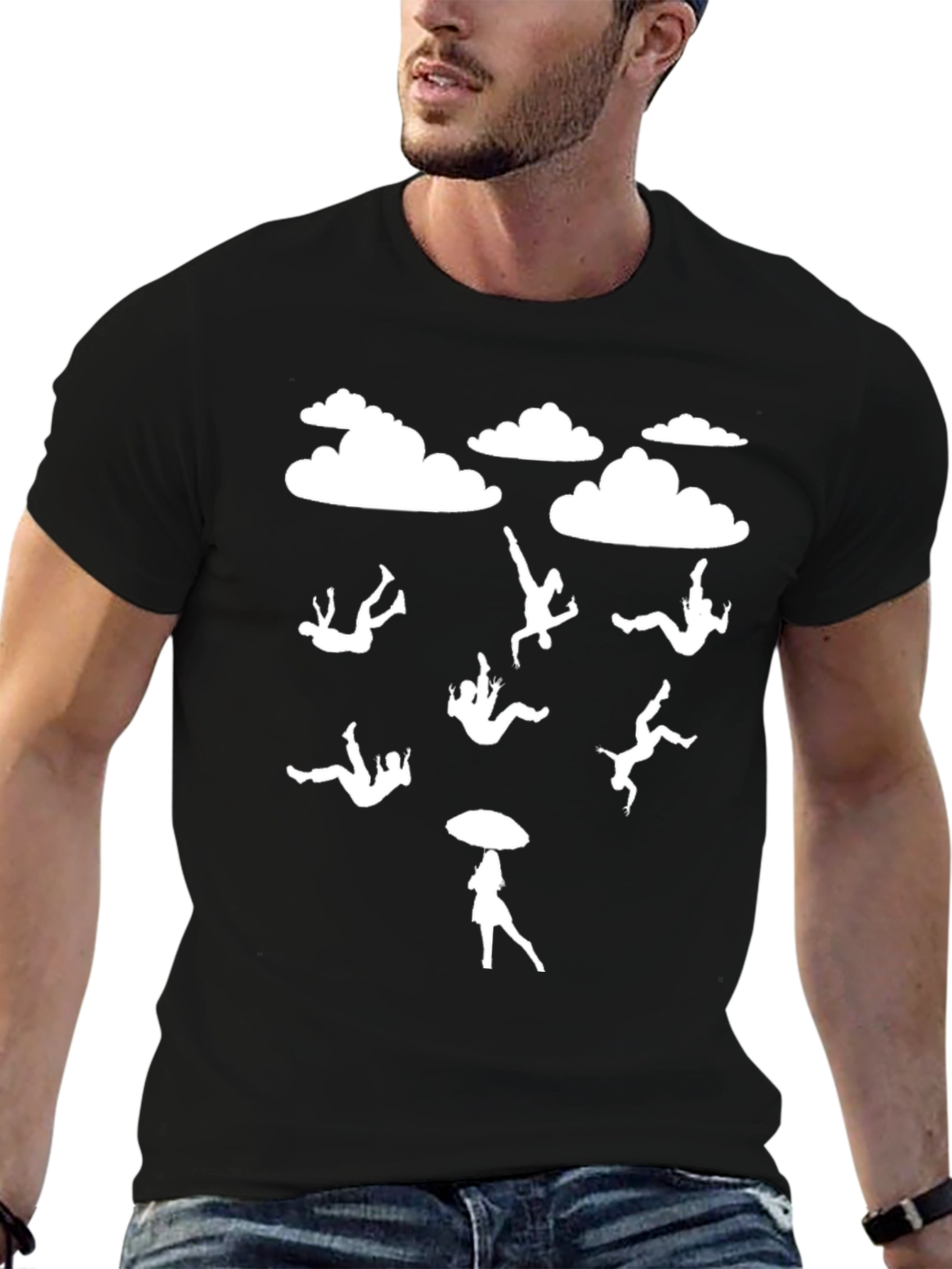 Raining People Black Graphic Tee Shirt