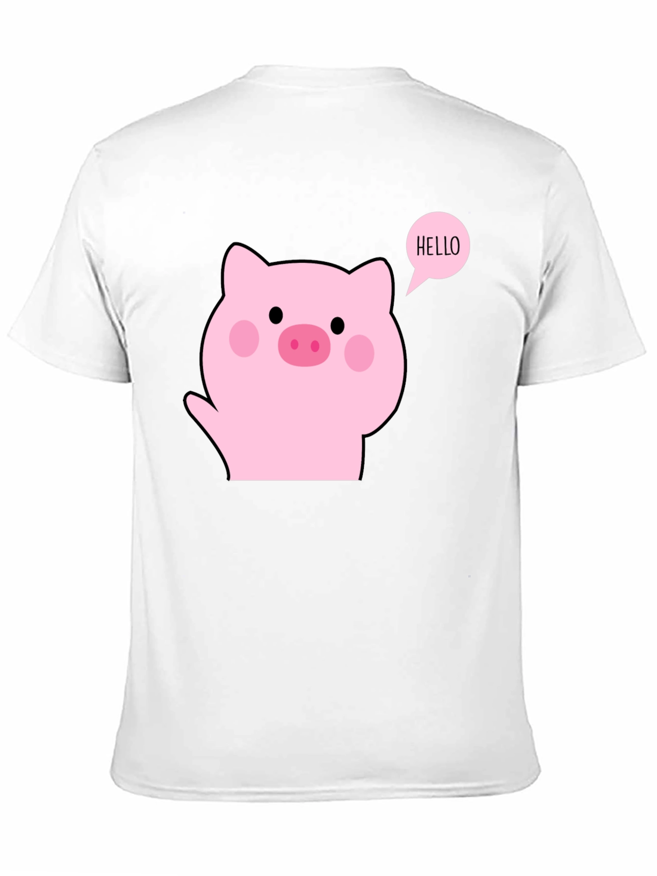 Cute Pig Hello Black T-Shirt