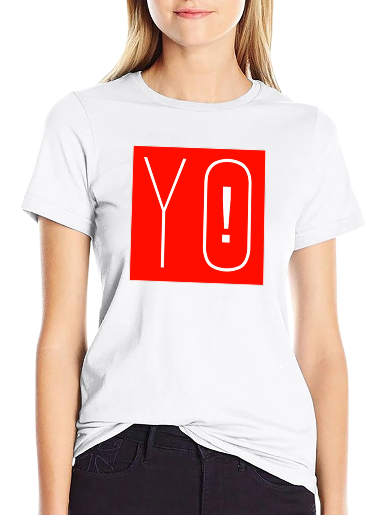 Yo! Graphic Tee - Bold Red Square Design