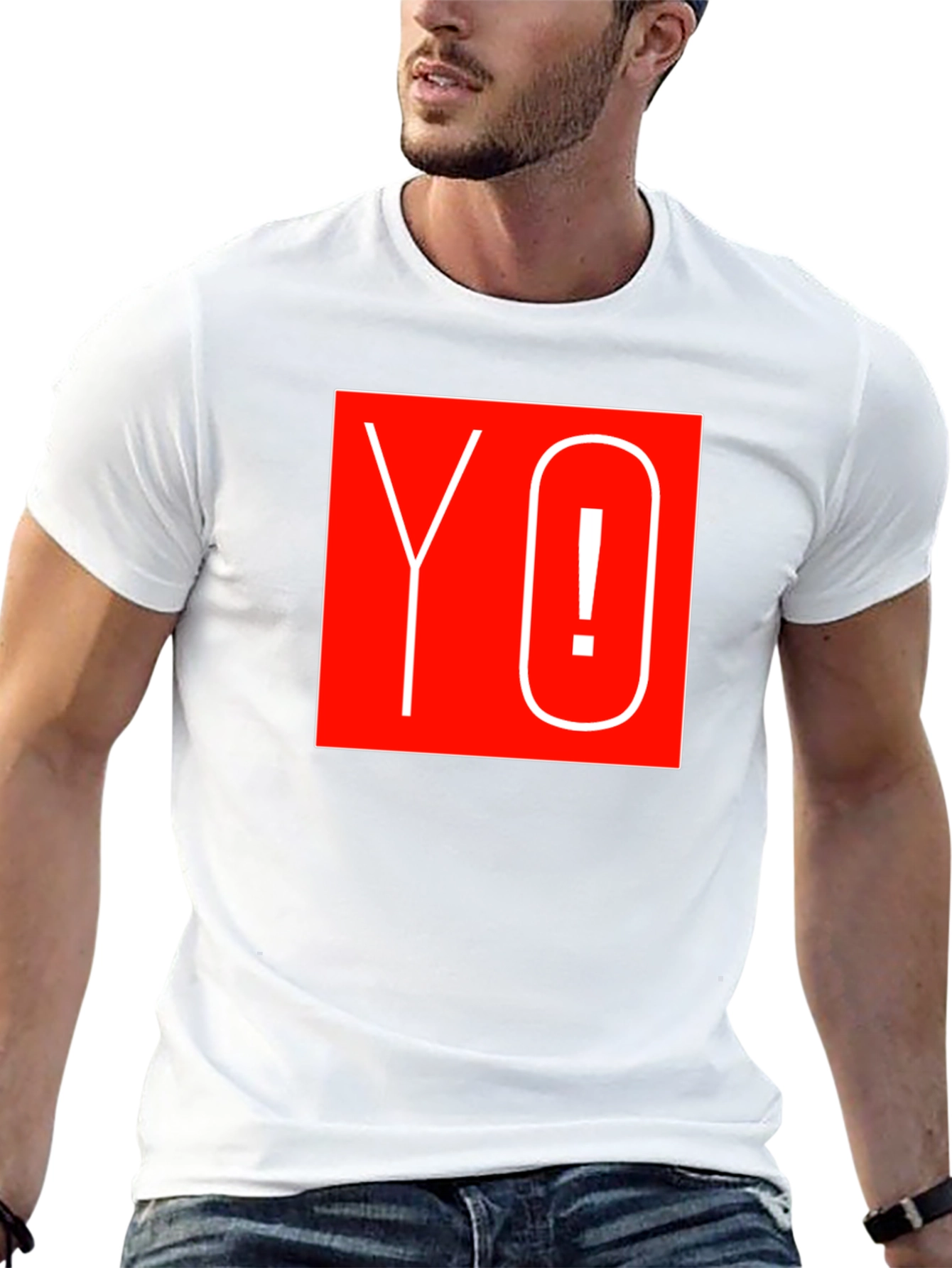 Yo! Graphic Tee - Bold Red Square Design