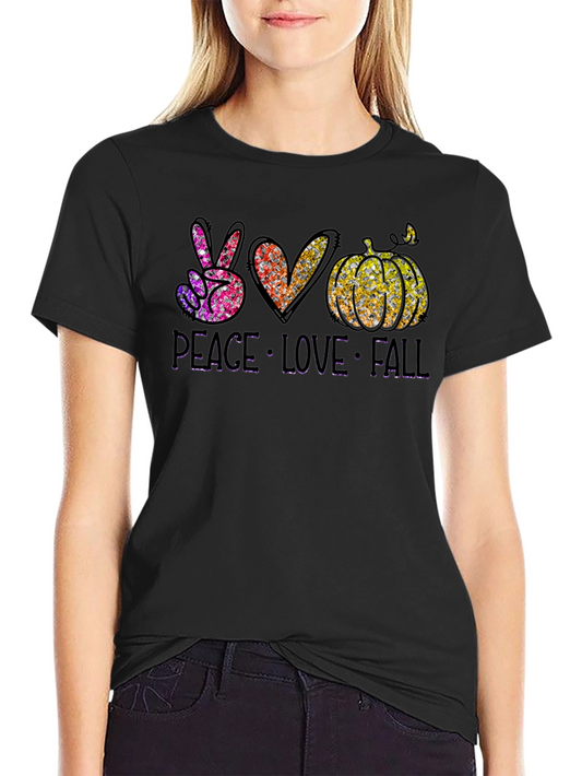 Peace Love Fall Black T-Shirt