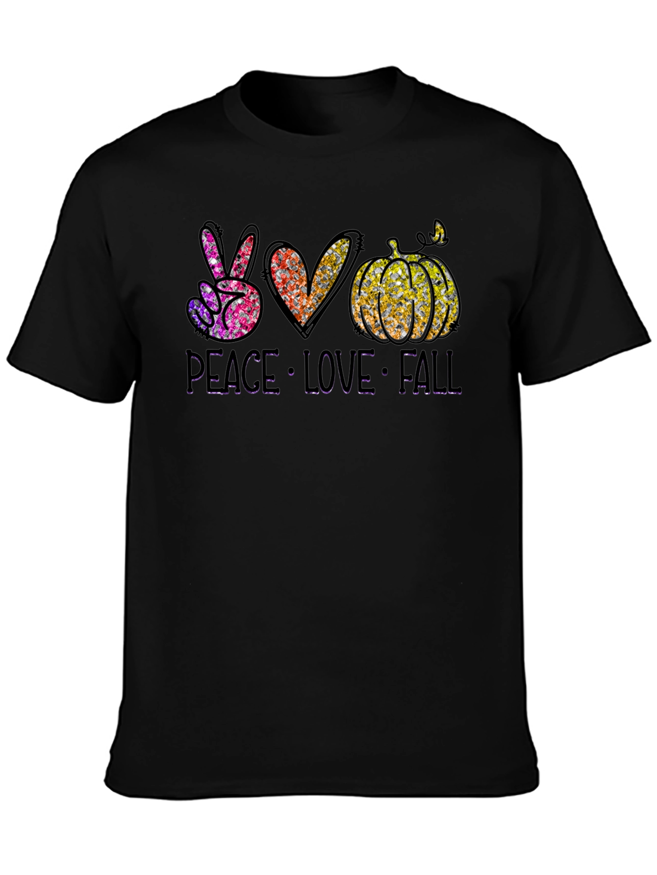 Peace Love Fall Black T-Shirt