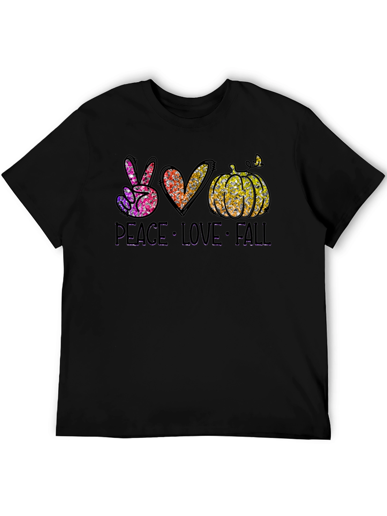 Peace Love Fall Black T-Shirt