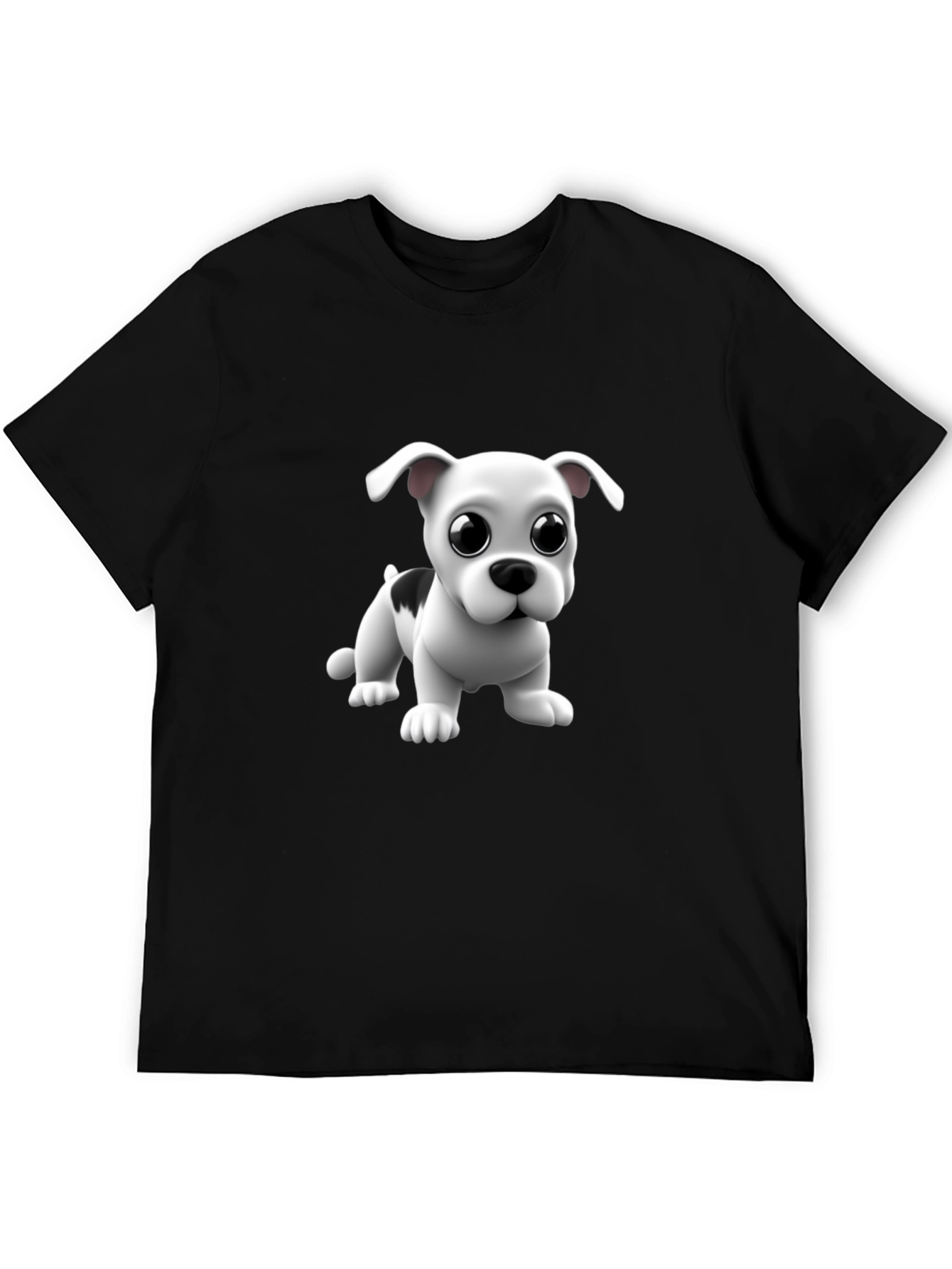 Cute Puppy Graphic Black T-Shirt