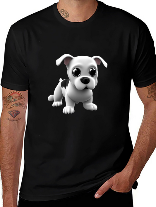 Cute Puppy Graphic Black T-Shirt