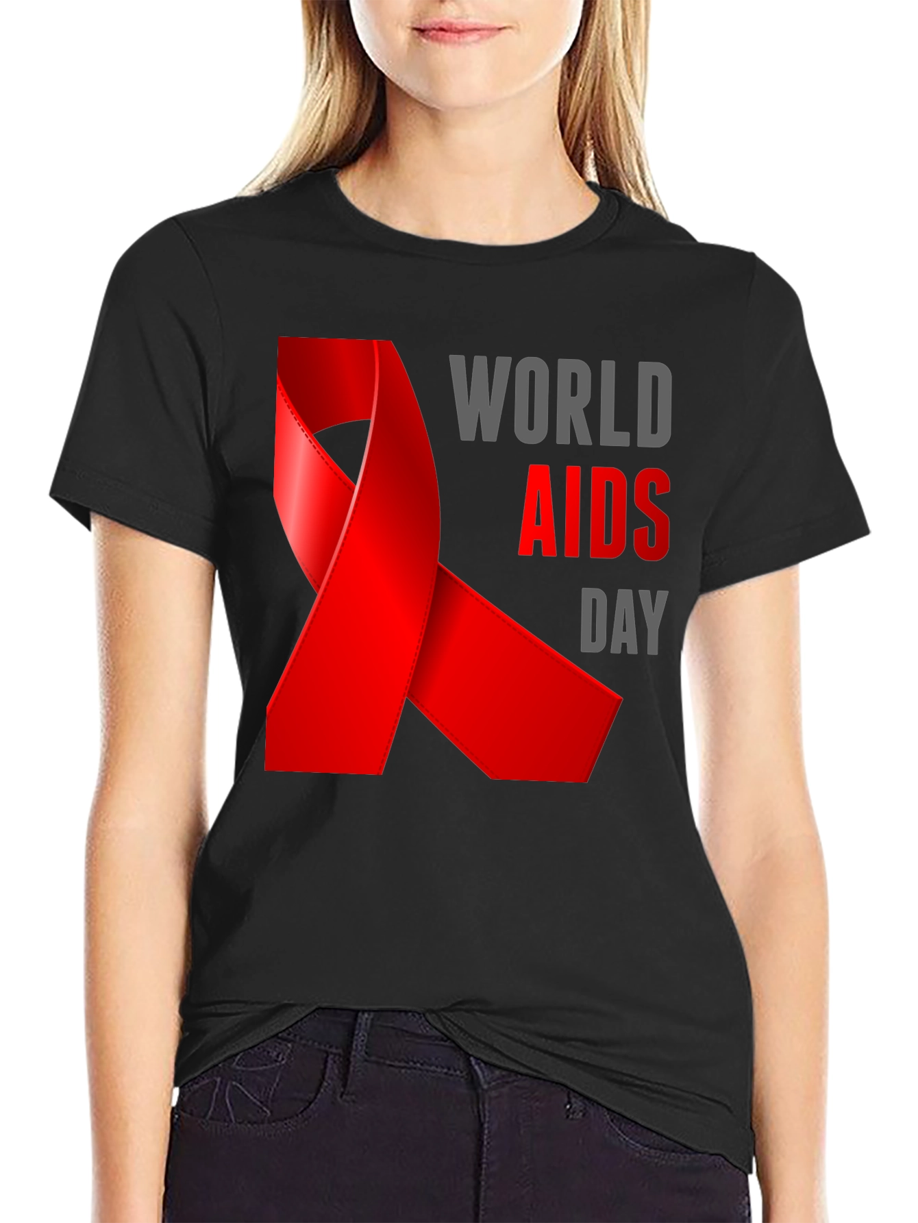 World AIDS Day Awareness Black T-Shirt
