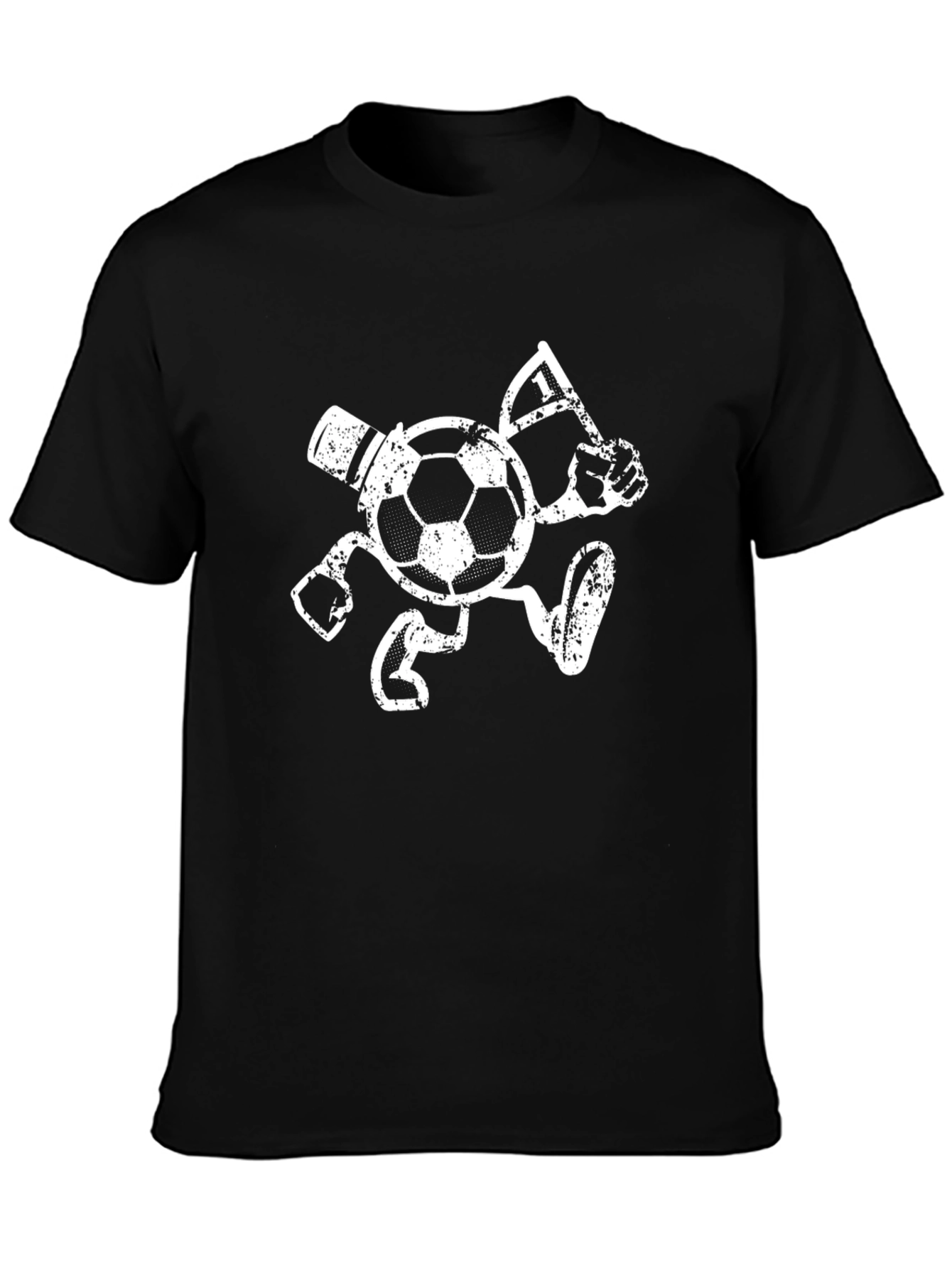 Soccer Mascot Graphic T-Shirt - Black Cotton Tee