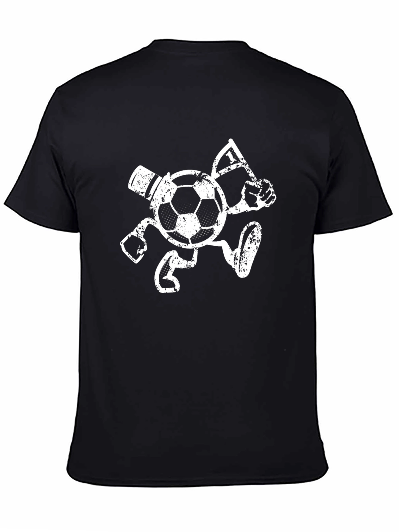 Soccer Mascot Graphic T-Shirt - Black Cotton Tee