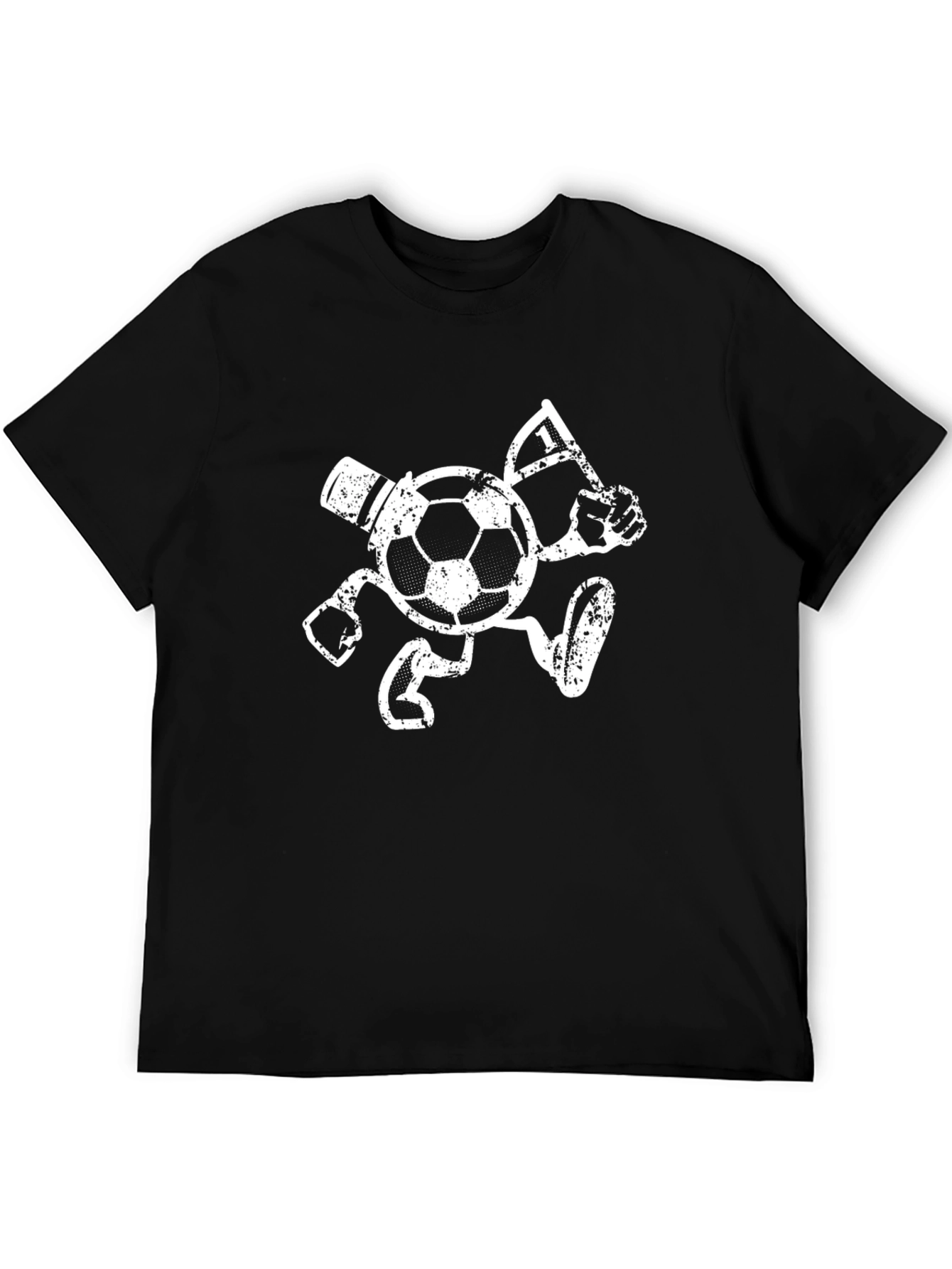 Soccer Mascot Graphic T-Shirt - Black Cotton Tee