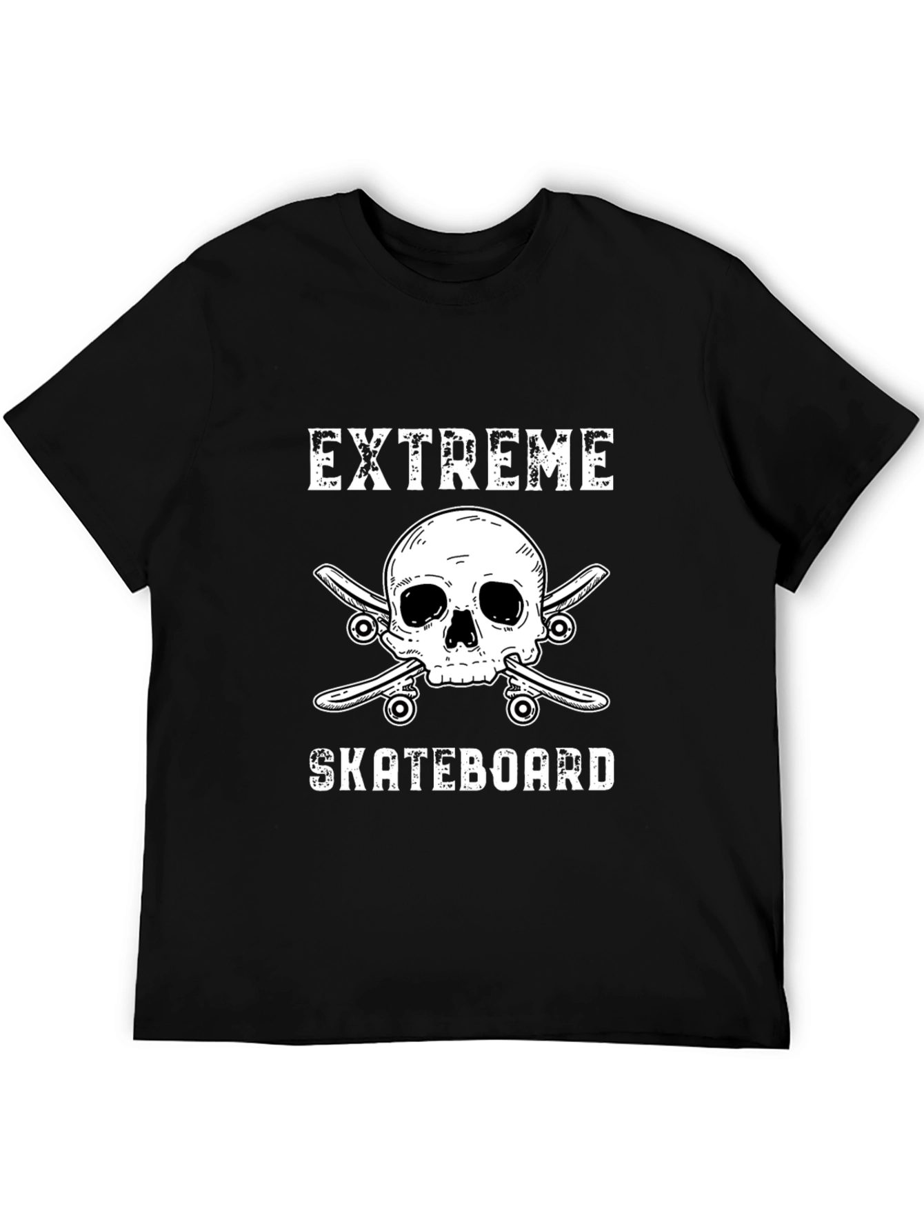 Extreme Skateboard Skull Graphic Tee - Black