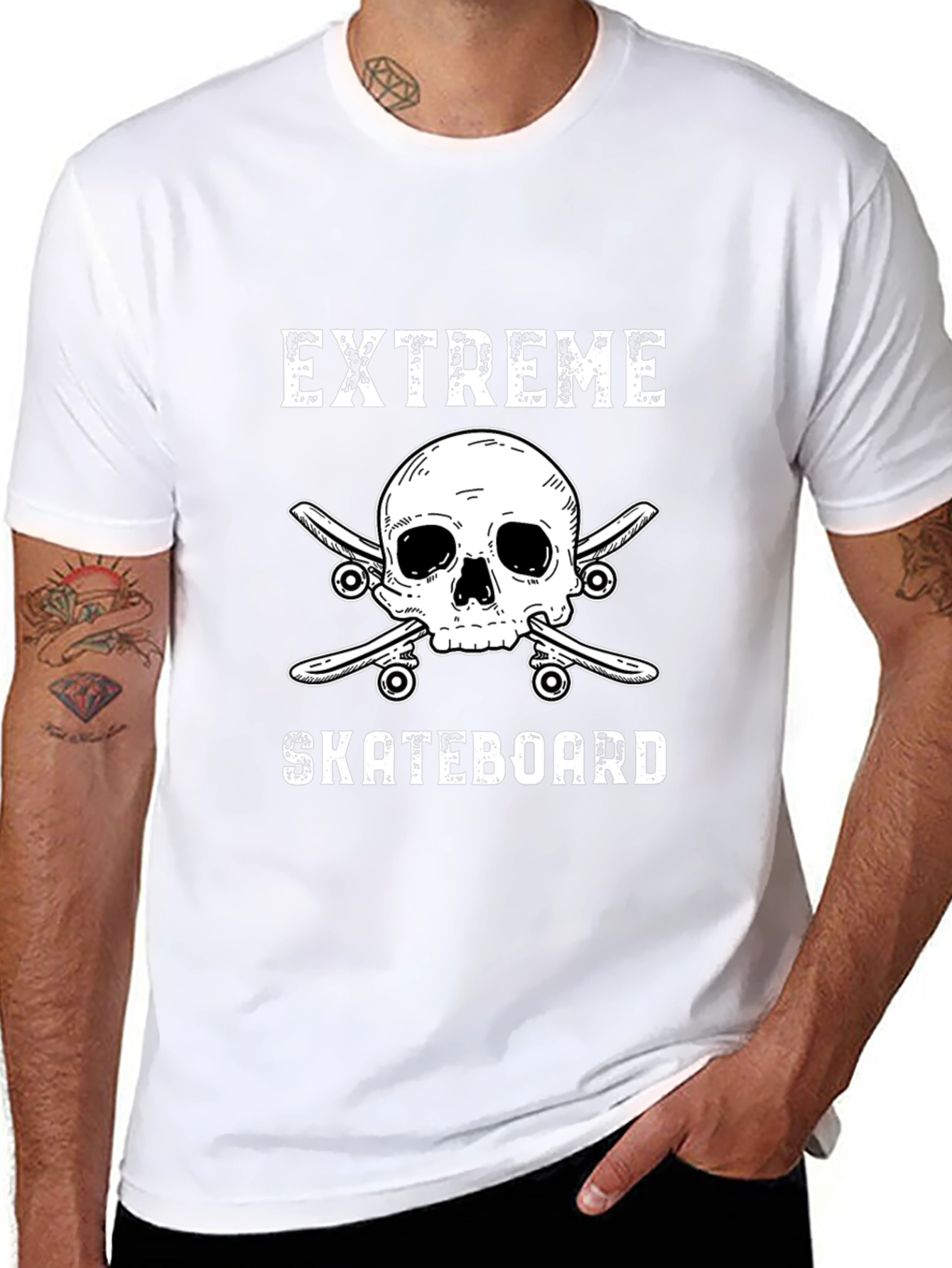 Extreme Skateboard Skull Graphic Tee - Black