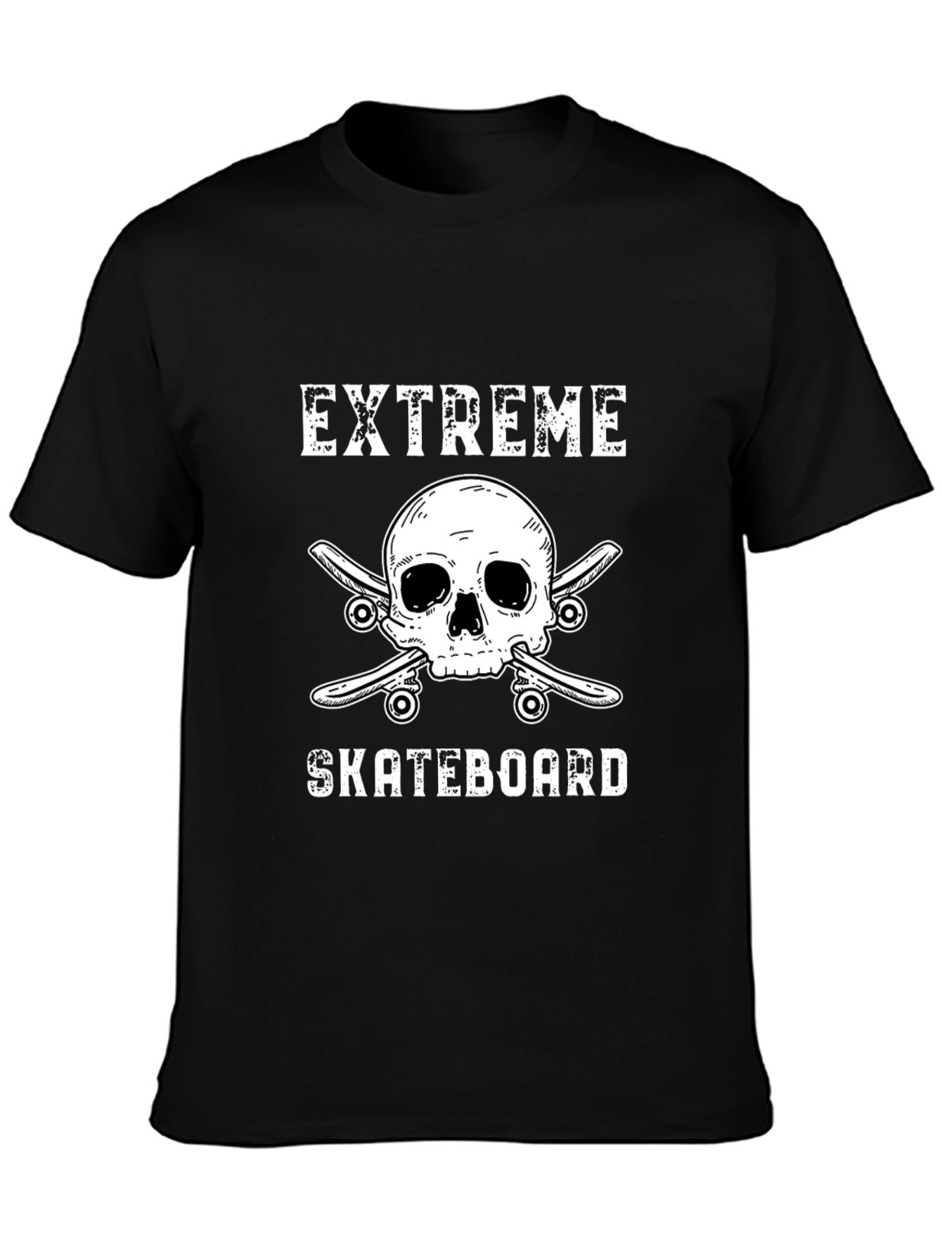 Extreme Skateboard Skull Graphic Tee - Black