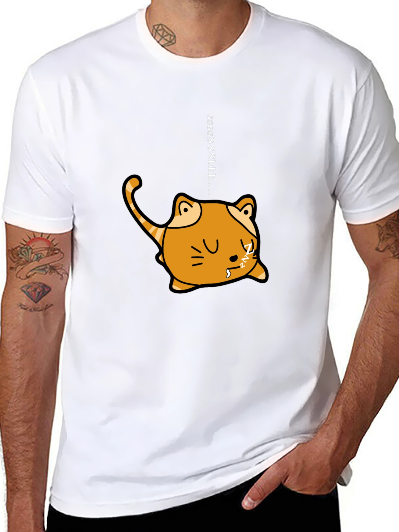 Sleeping Cat Graphic Tee - Funny & Cute