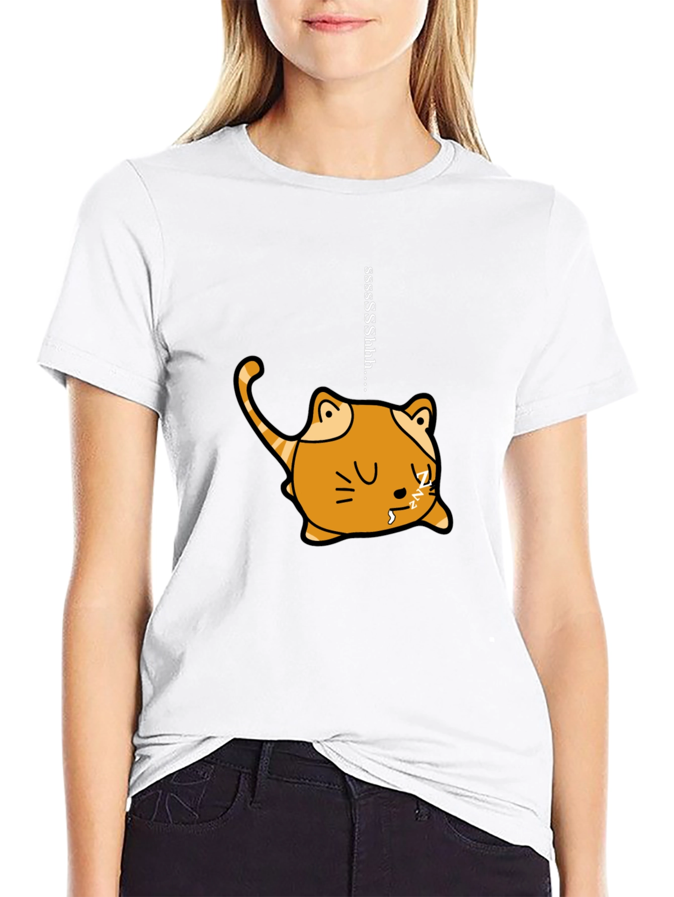 Sleeping Cat Graphic Tee - Funny & Cute