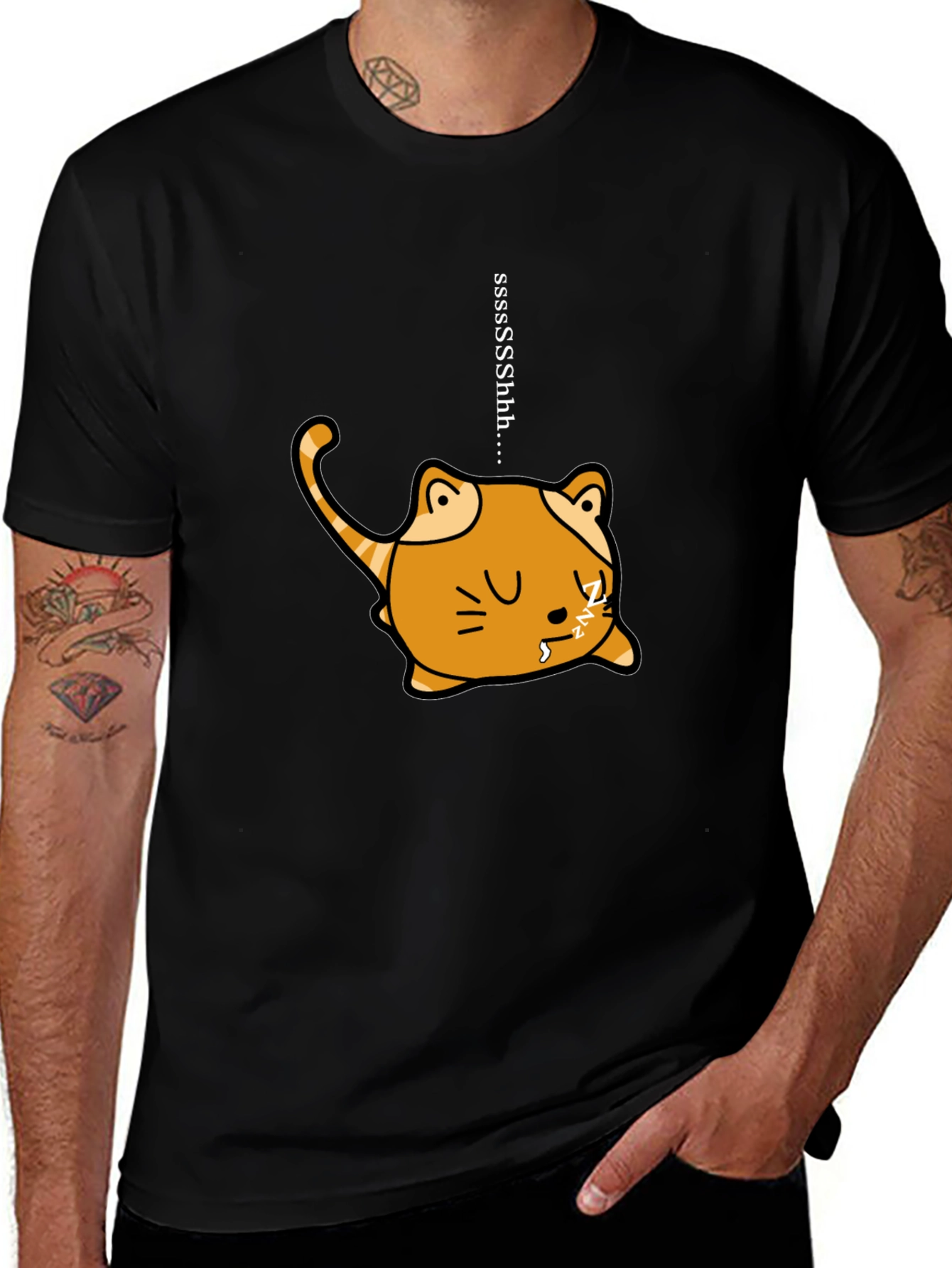 Sleeping Cat Graphic Tee - Funny & Cute