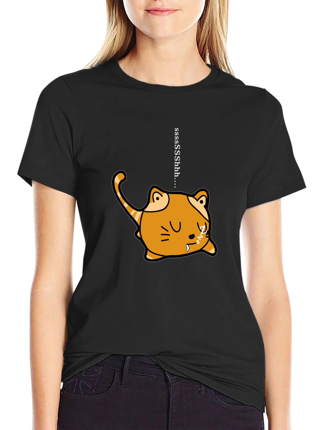 Sleeping Cat Graphic Tee - Funny & Cute