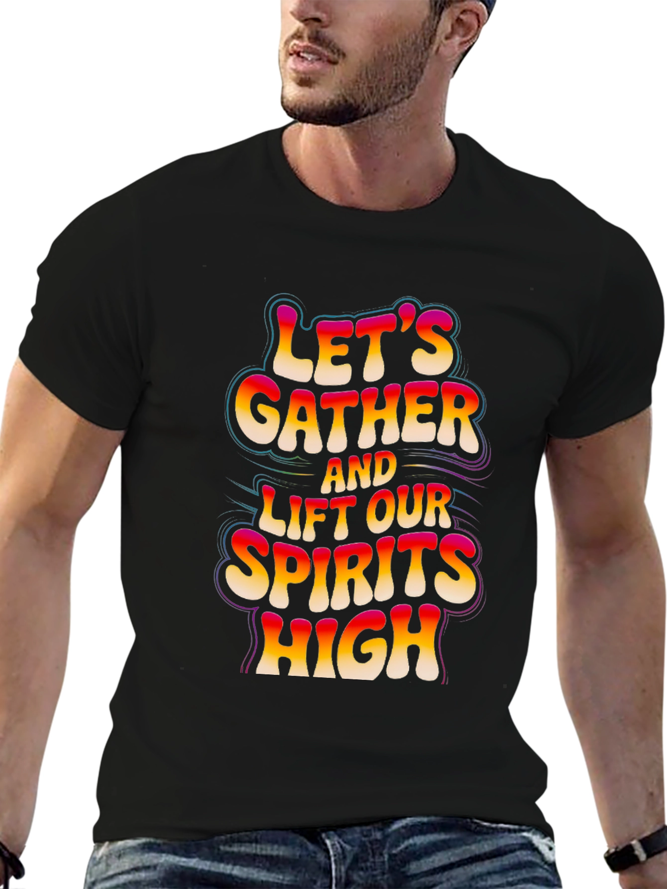 Lets Gather Graphic Tee - Black Cotton Comfort