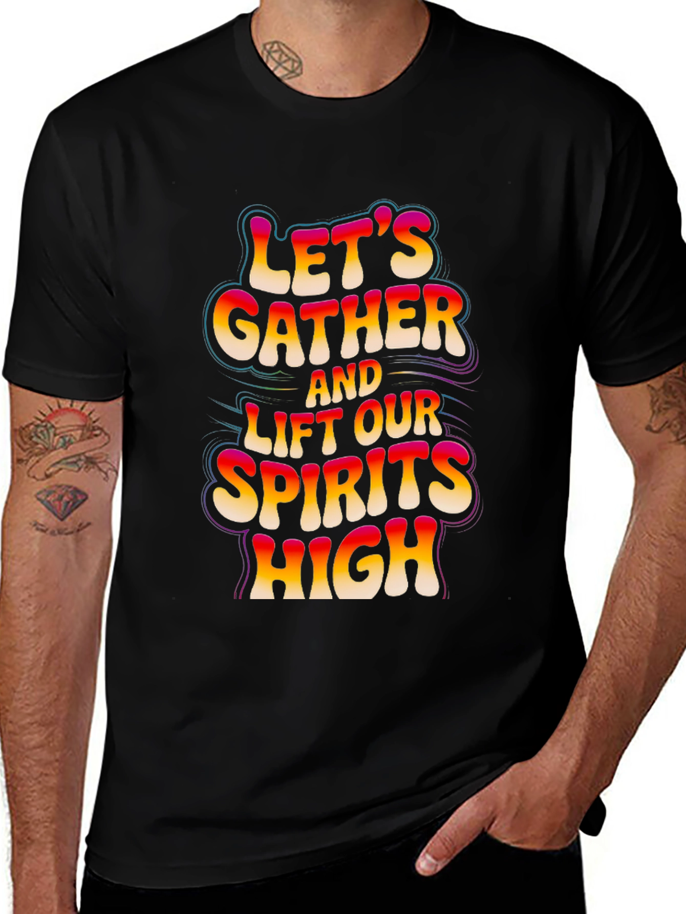 Lets Gather Graphic Tee - Black Cotton Comfort