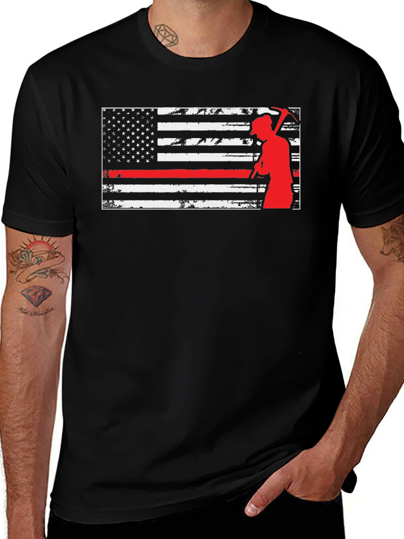 Thin Red Line Miner American Flag T-Shirt